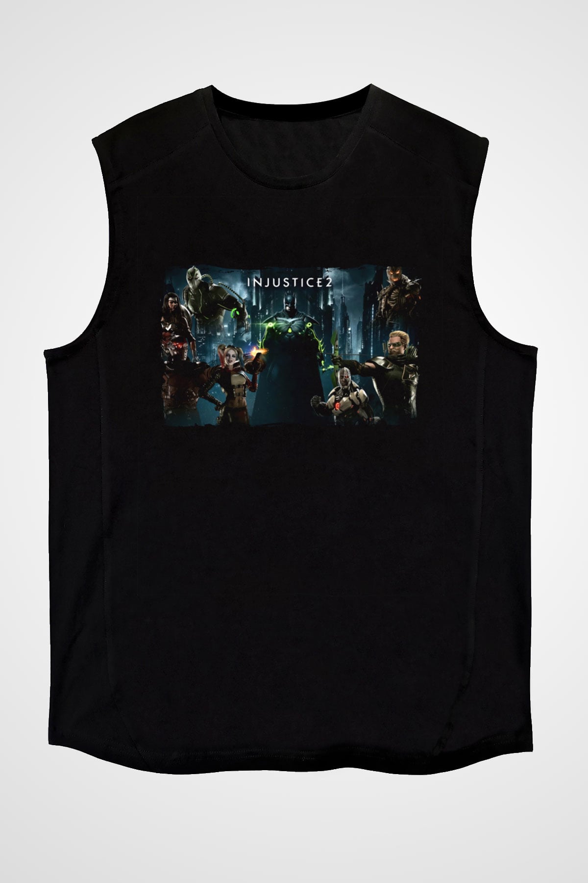 Injustice 2 Siyah Unisex Kolsuz Tişört