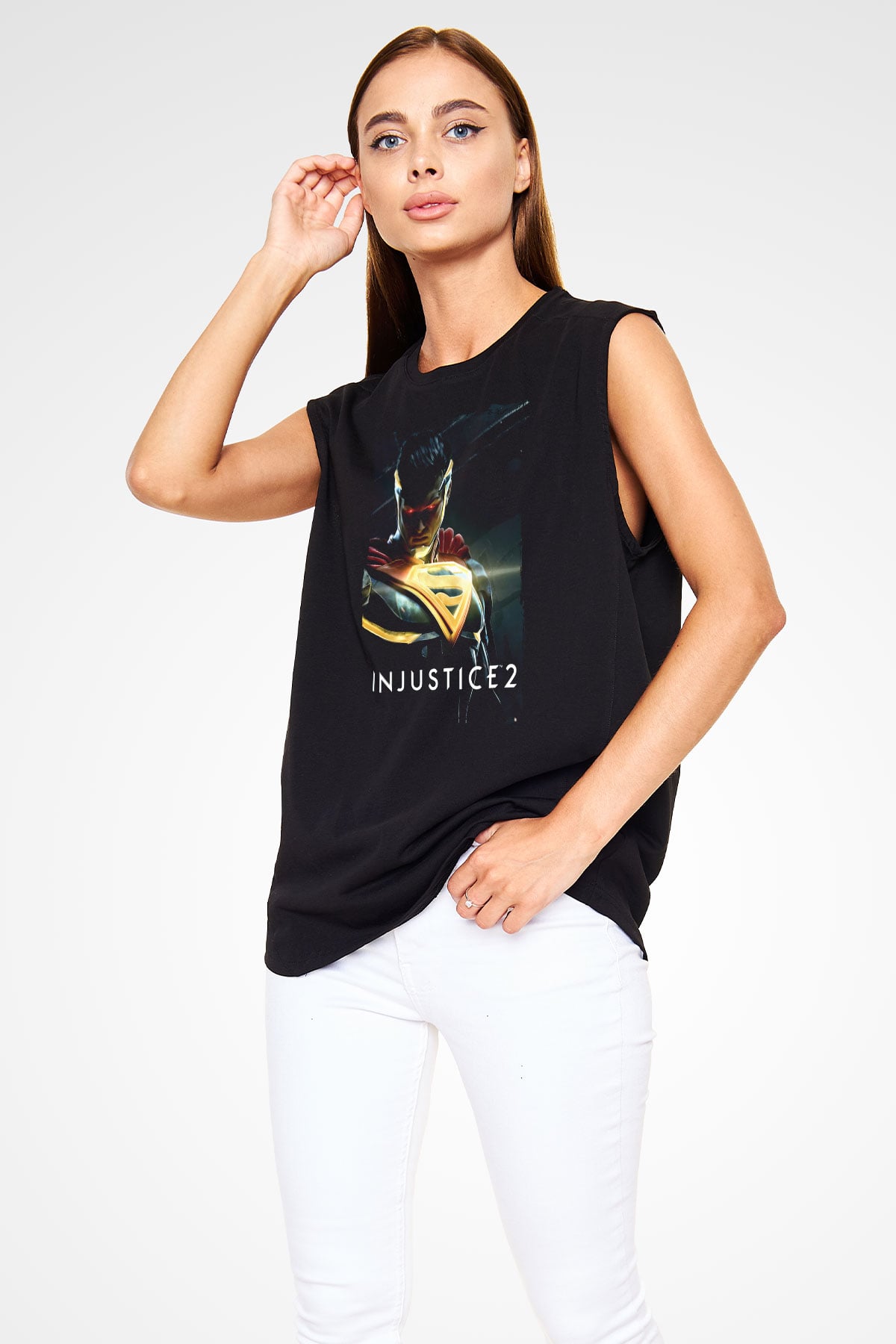 Injustice 2 Siyah Unisex Kolsuz Tişört