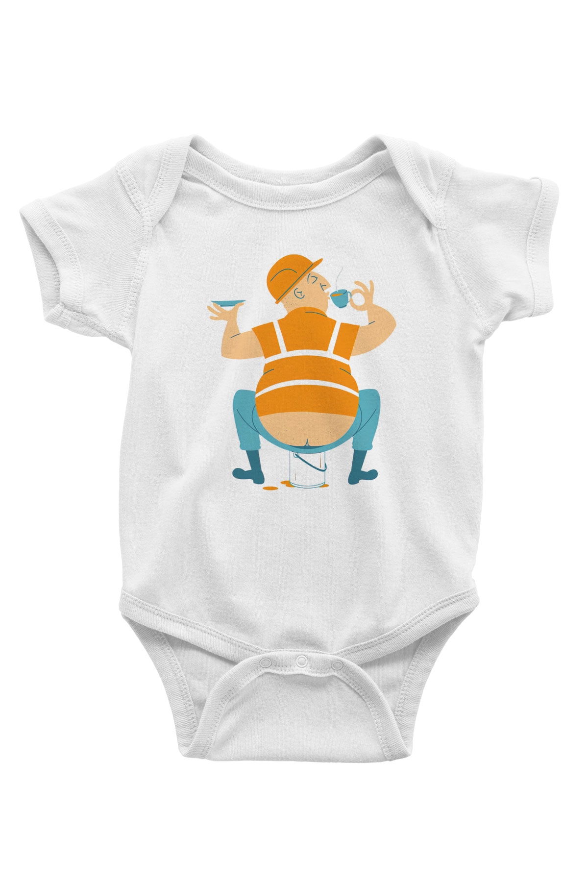 İnşaatçı Beyaz Bebek Body - Zıbın