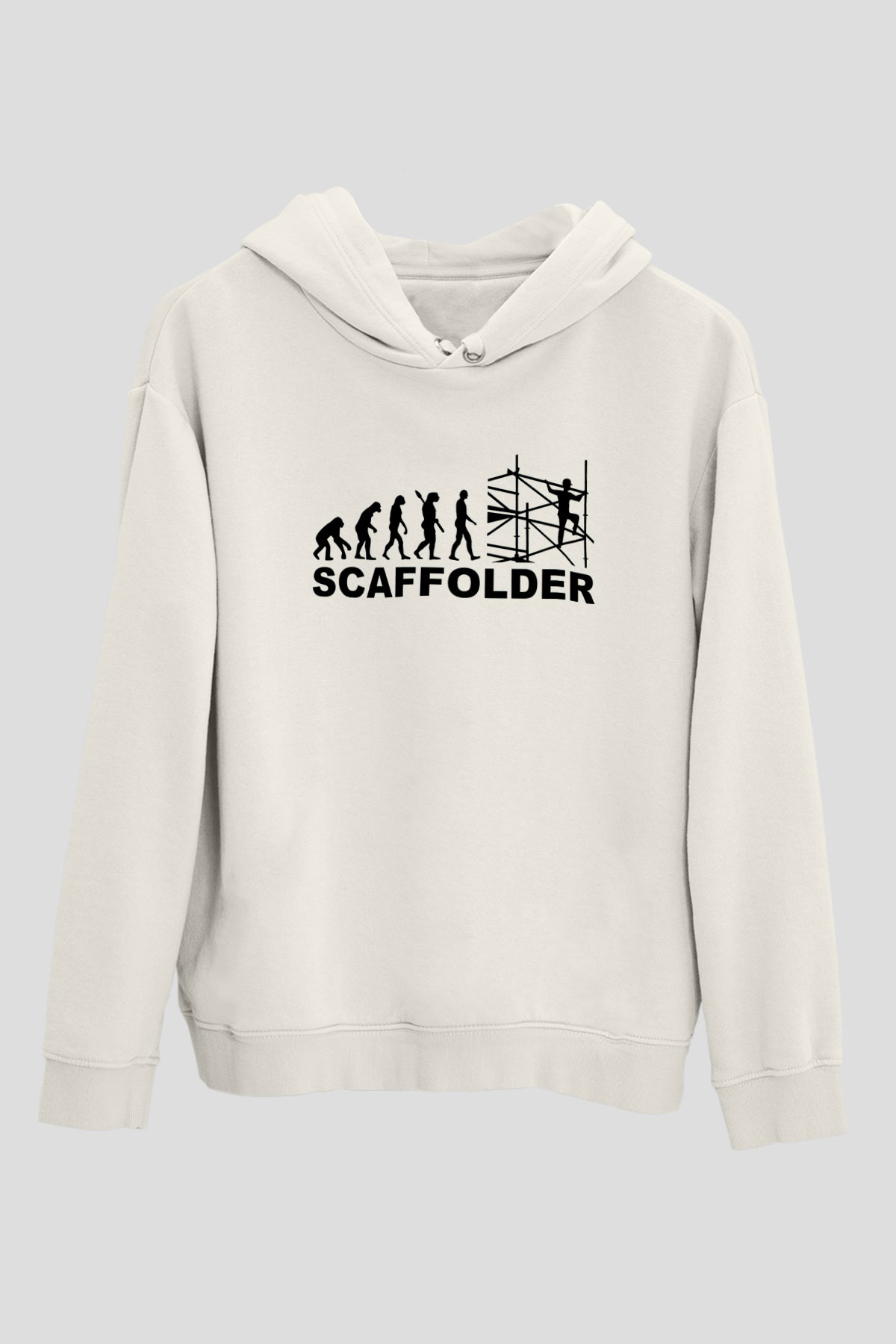 İnşaatçı Beyaz Unisex Kapüşonlu Sweatshirt