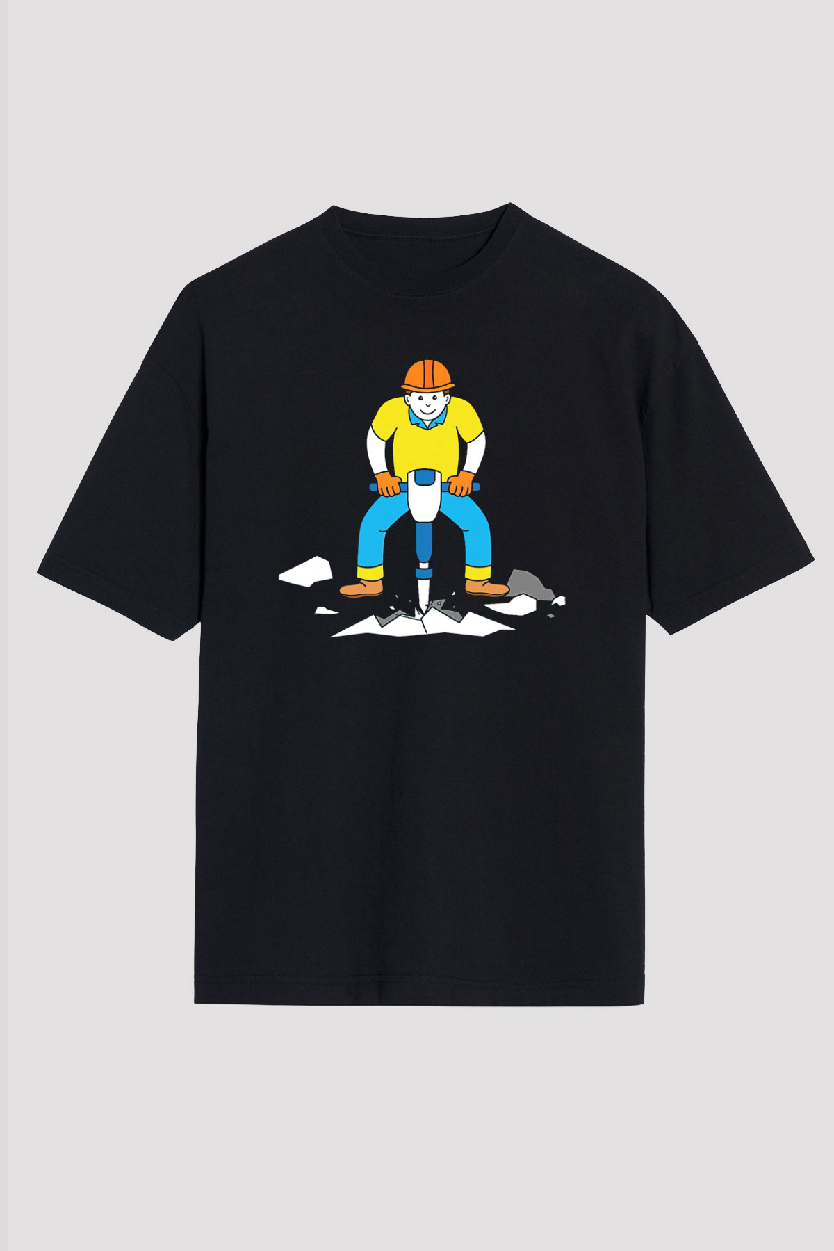 İnşaatçı Siyah Oversize Tişört Oversize T-shirt - TişörtFabrikası