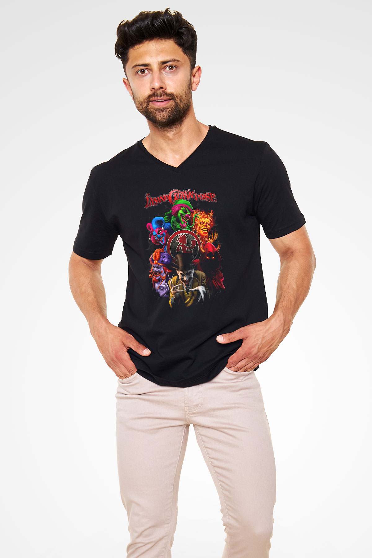 Insane Clown Posse Siyah Unisex V Yaka Tişört T-Shirt