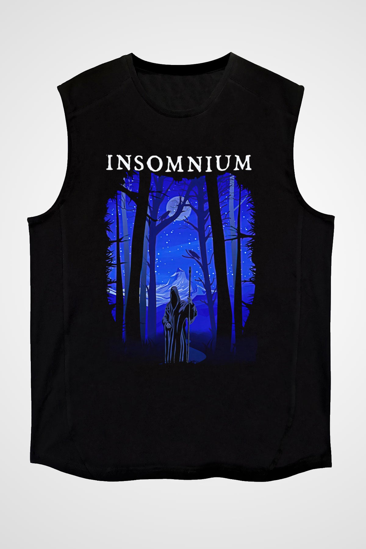 Insomnium Baskılı Unisex Siyah Kolsuz Tişört - Tshirt