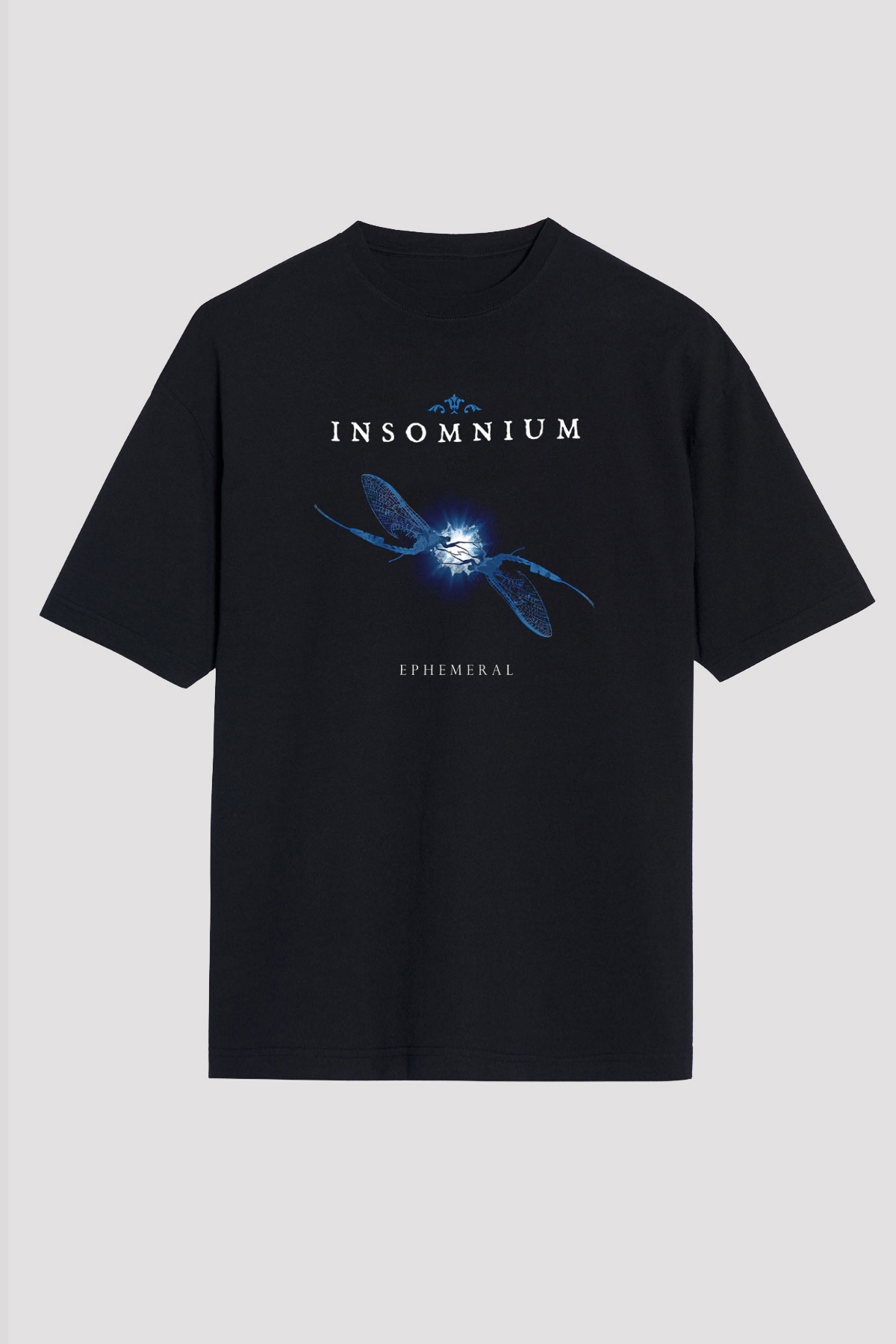 Insomnium Baskılı Unisex Siyah Oversize Tişört - Tshirt