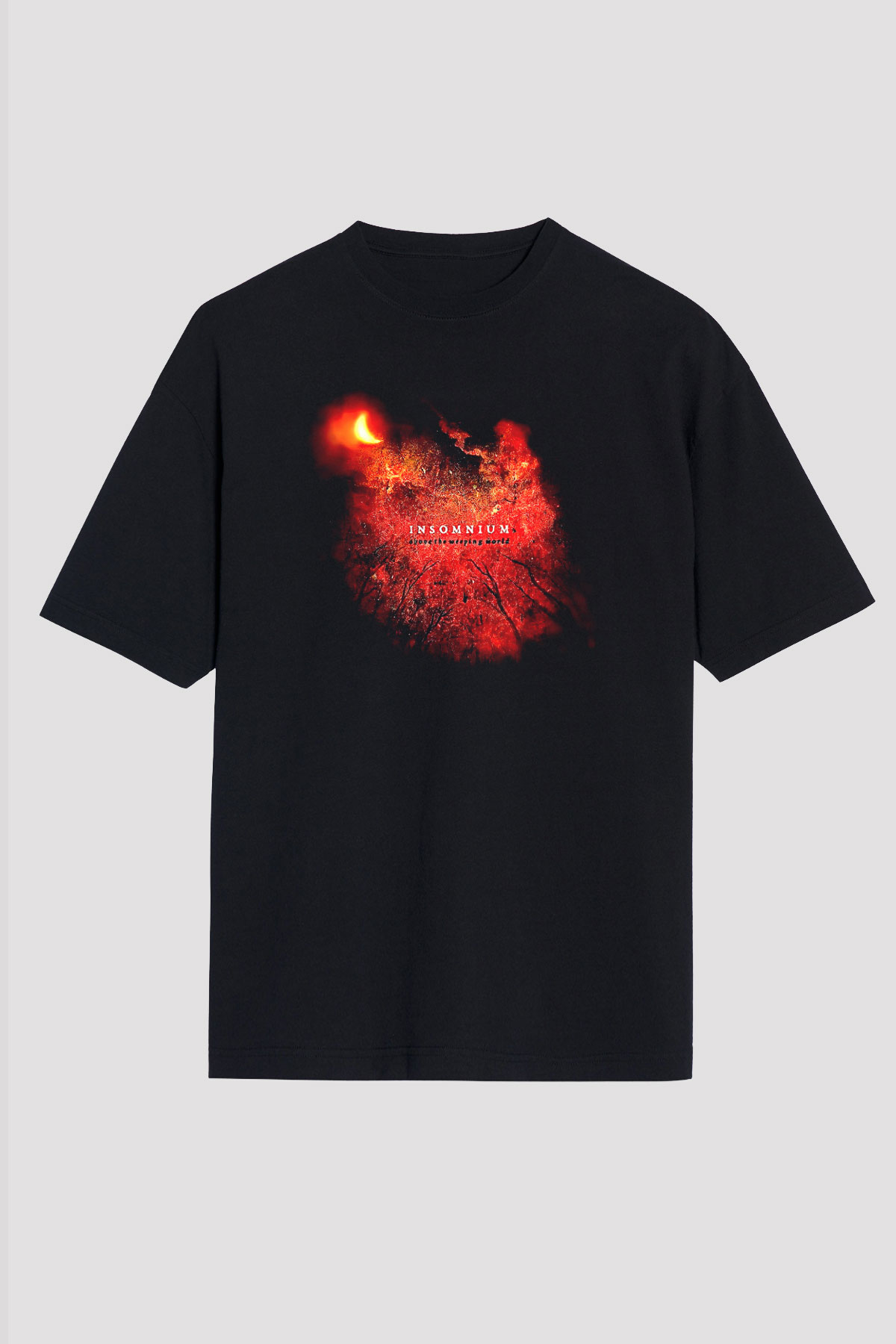 Insomnium Baskılı Unisex Siyah Oversize Tişört - Tshirt