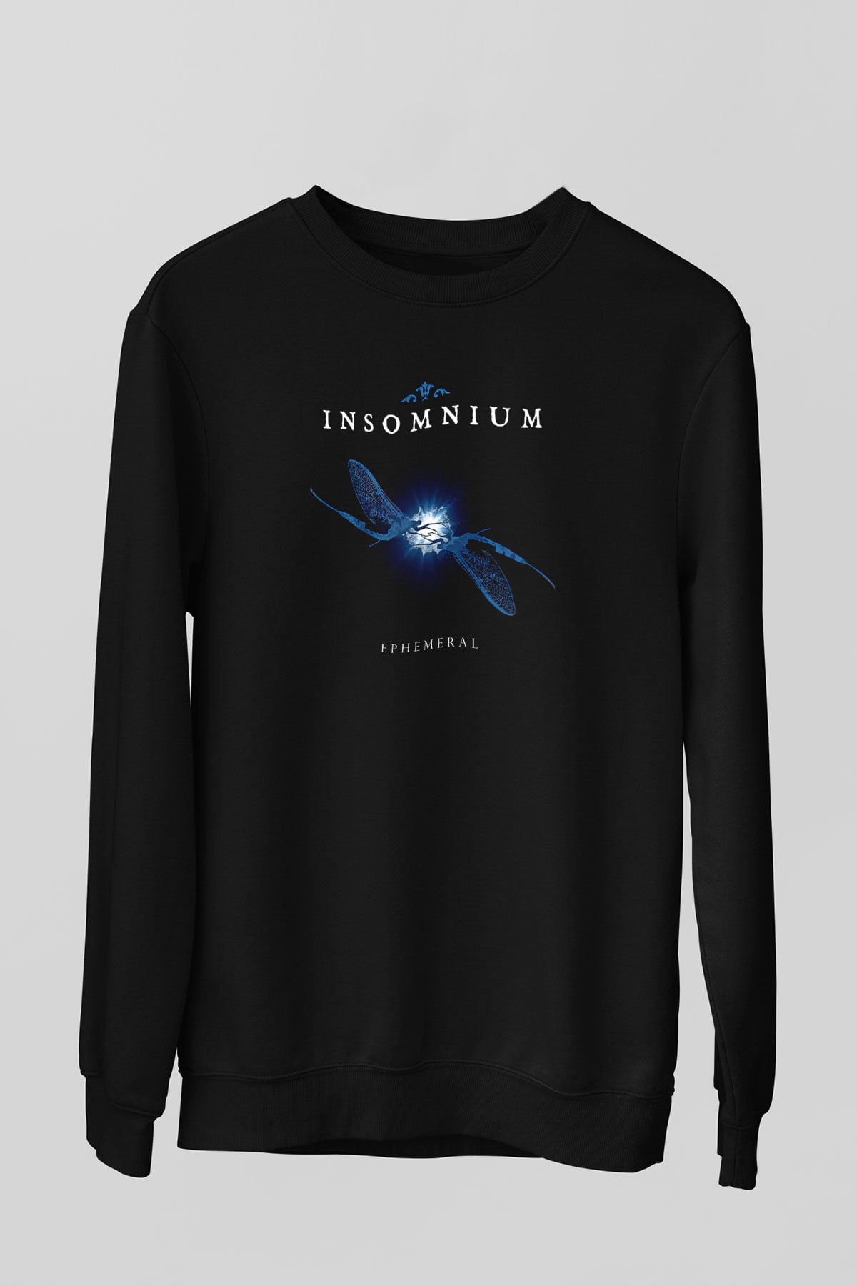 Insomnium Baskılı Unisex Siyah Sweatshirt