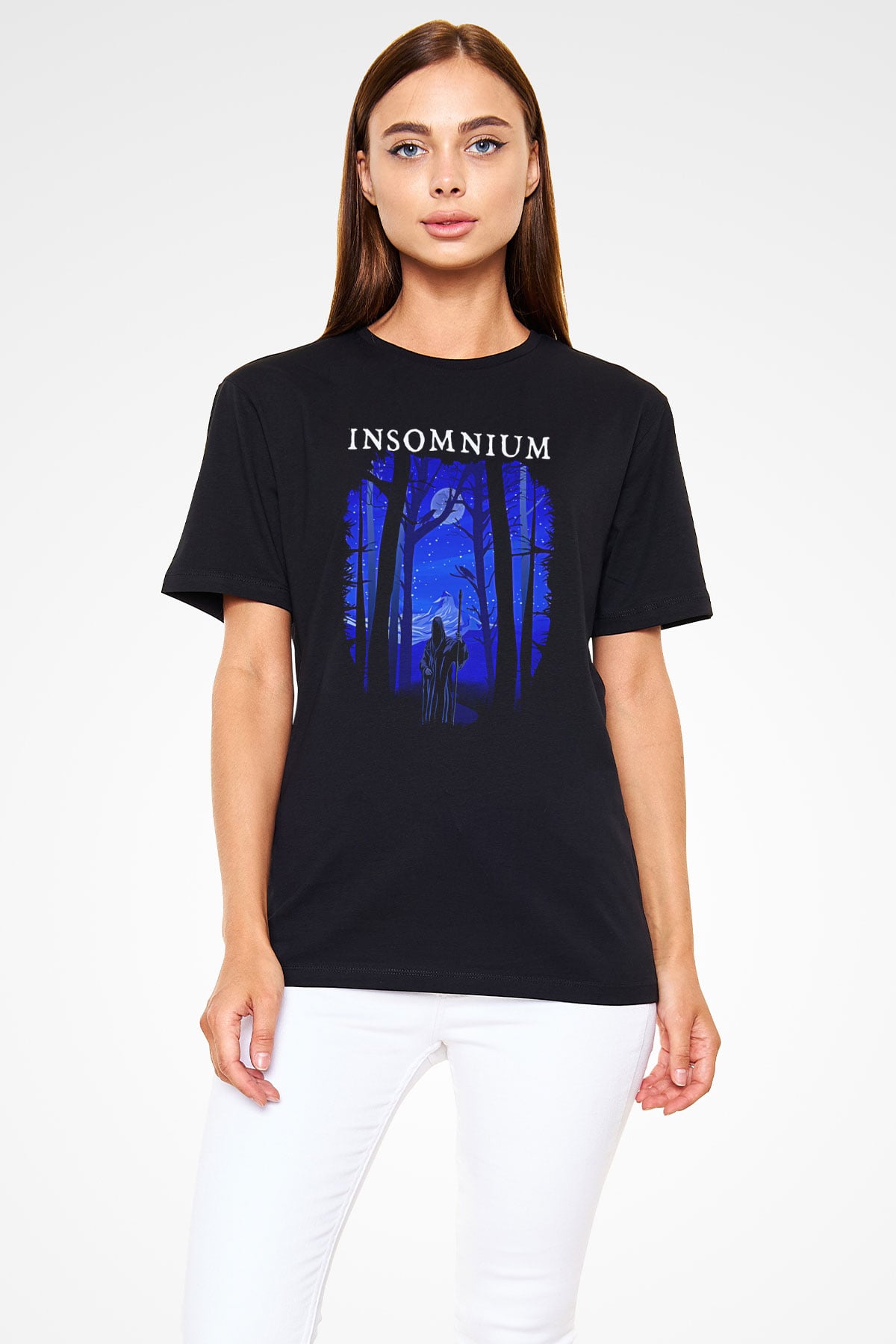 Insomnium Baskılı Unisex Siyah Tişört - Tshirt