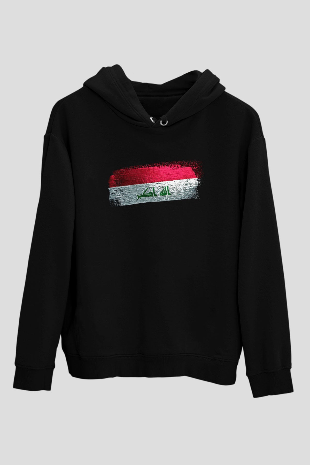 Irak - İraq Bayrağı Baskılı Unisex Siyah Hoodie