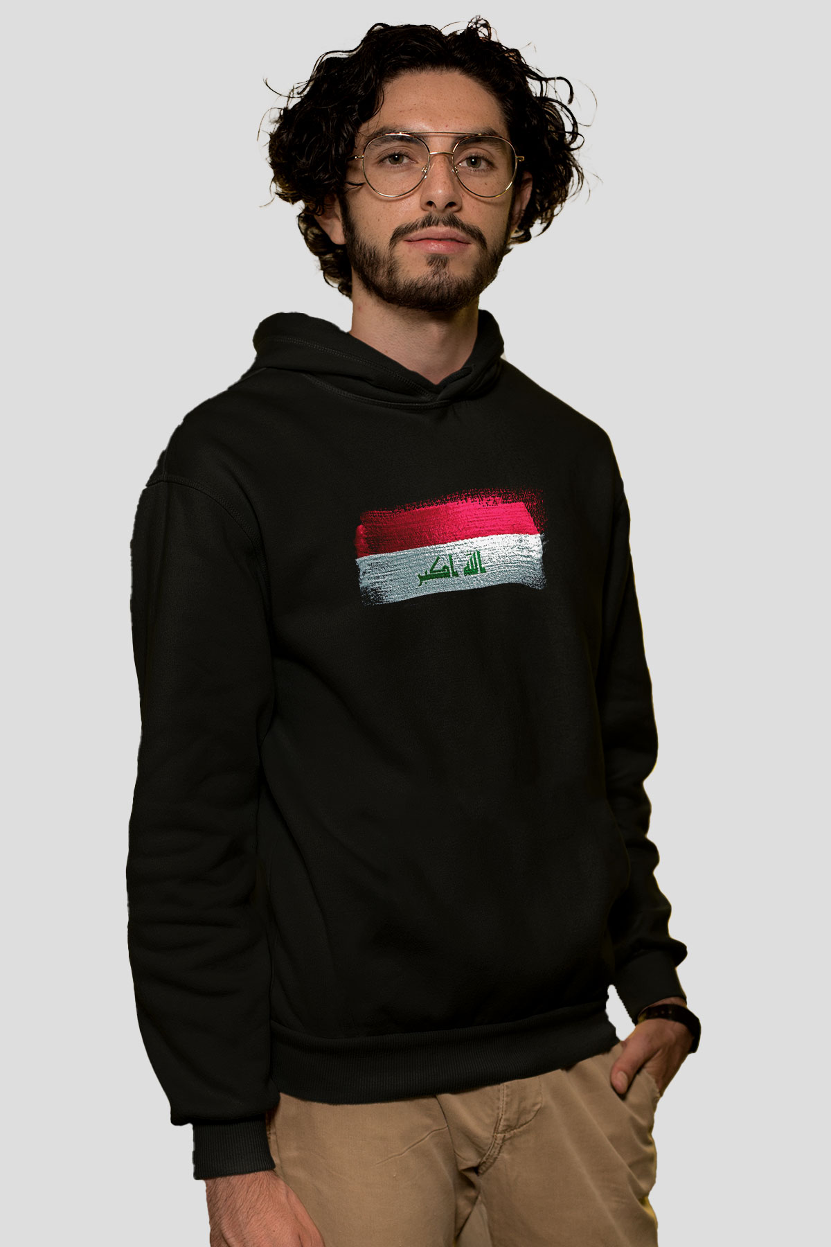 Irak - İraq Bayrağı Baskılı Unisex Siyah Hoodie