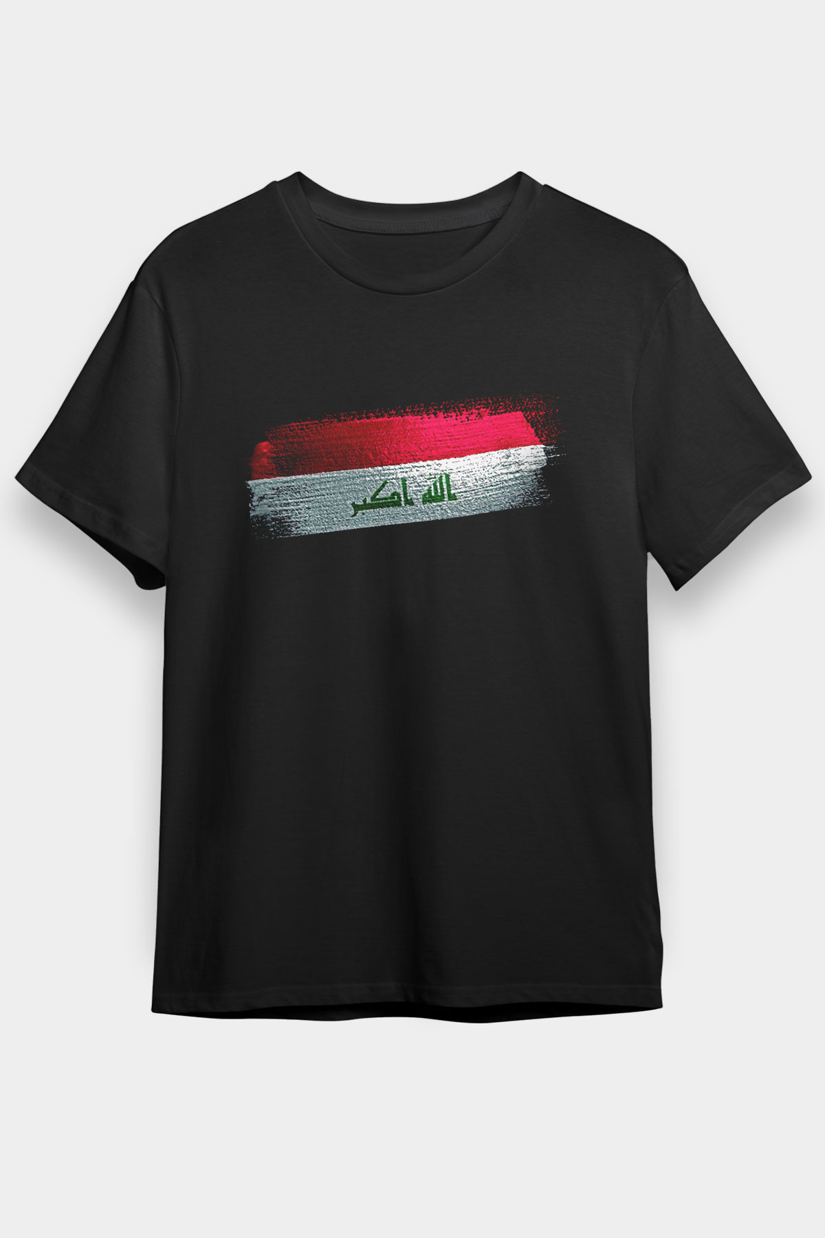 Irak - İraq Bayrağı Baskılı Unisex Siyah Tişört
