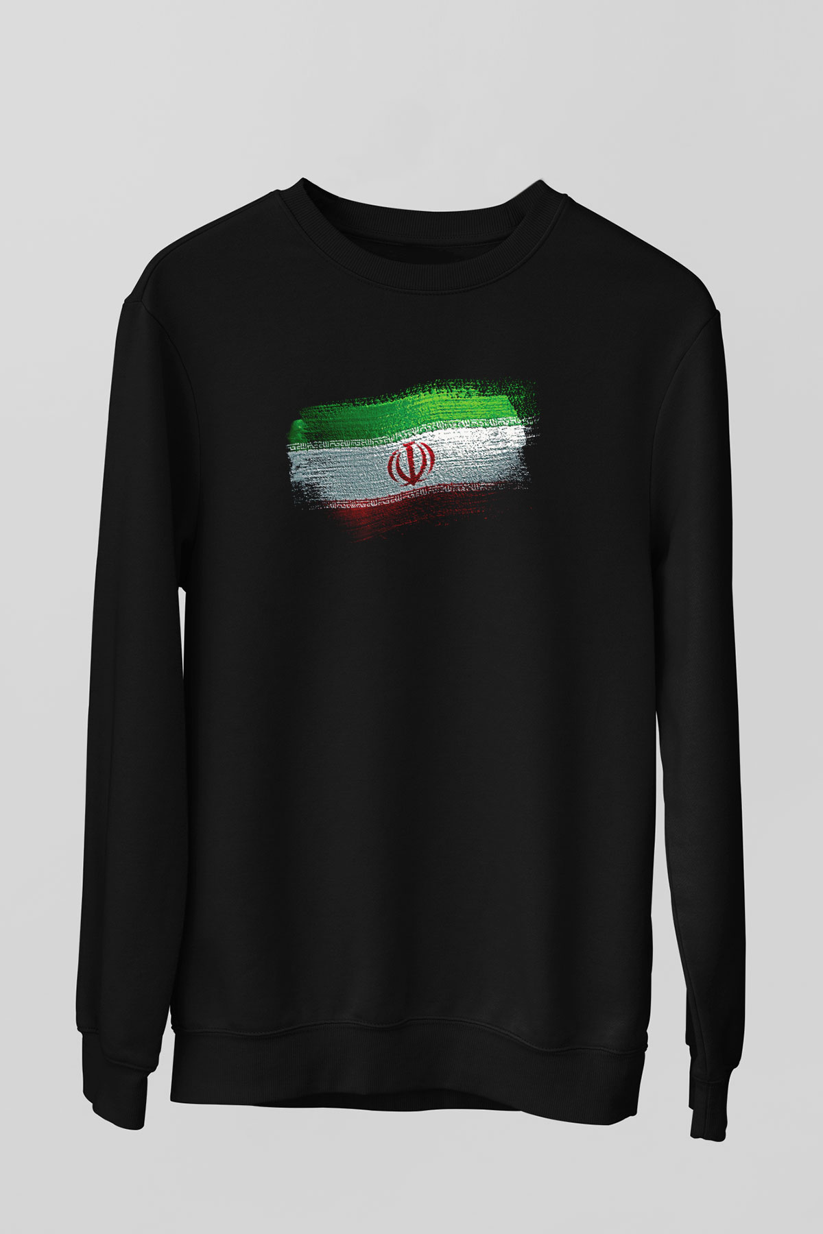 İran Bayrağı Baskılı Unisex Siyah Sweatshirt