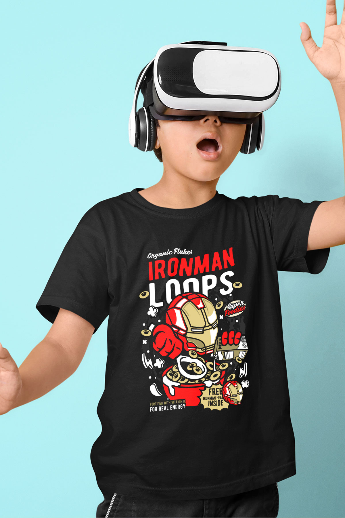 Iron Loops Baskılı Unisex Siyah Çocuk Tişört
