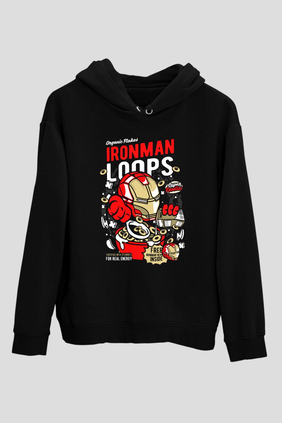 Iron Loops Baskılı Unisex Siyah Hoodie