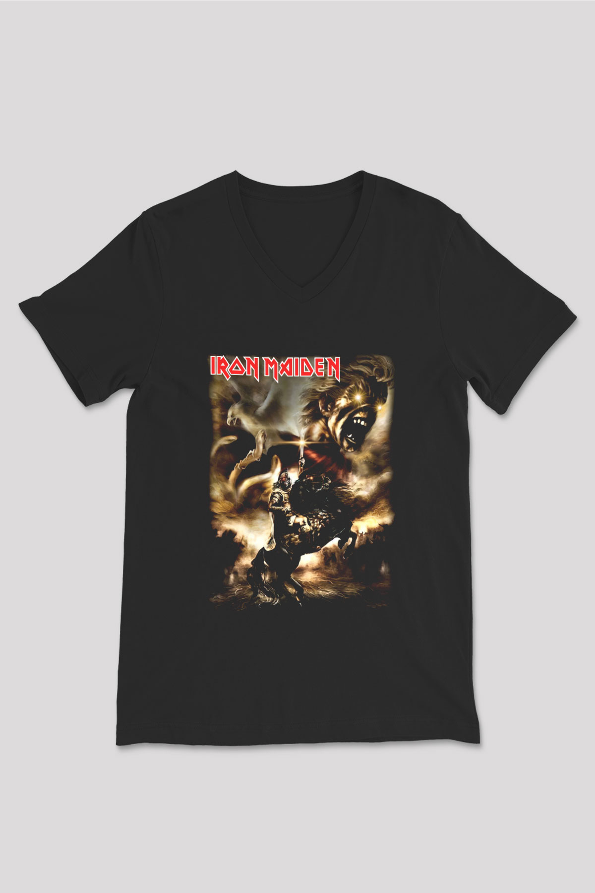 Iron Maiden Alexander The Great Eddie Siyah Unisex V Yaka Tişört T-Shirt