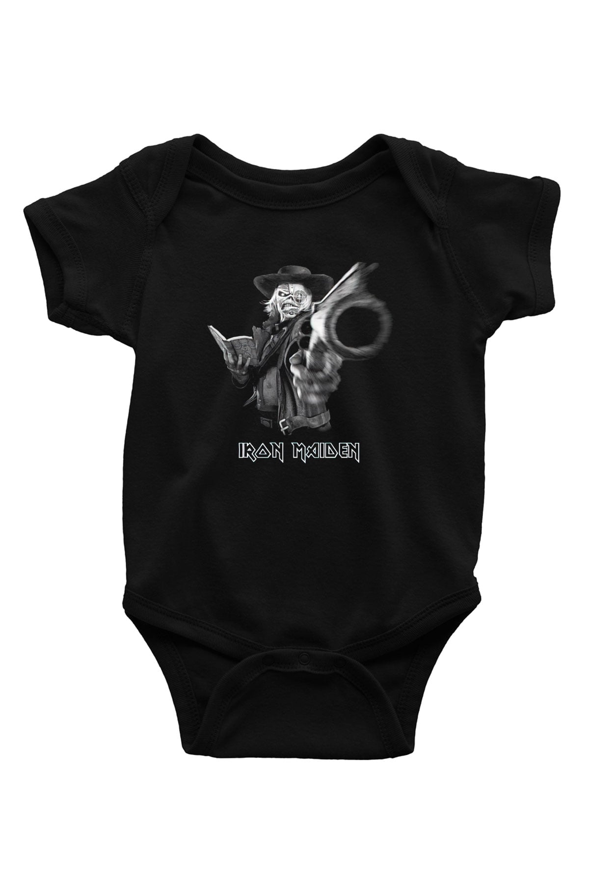 Iron Maiden Baskılı Siyah Bebek Body - Zıbın