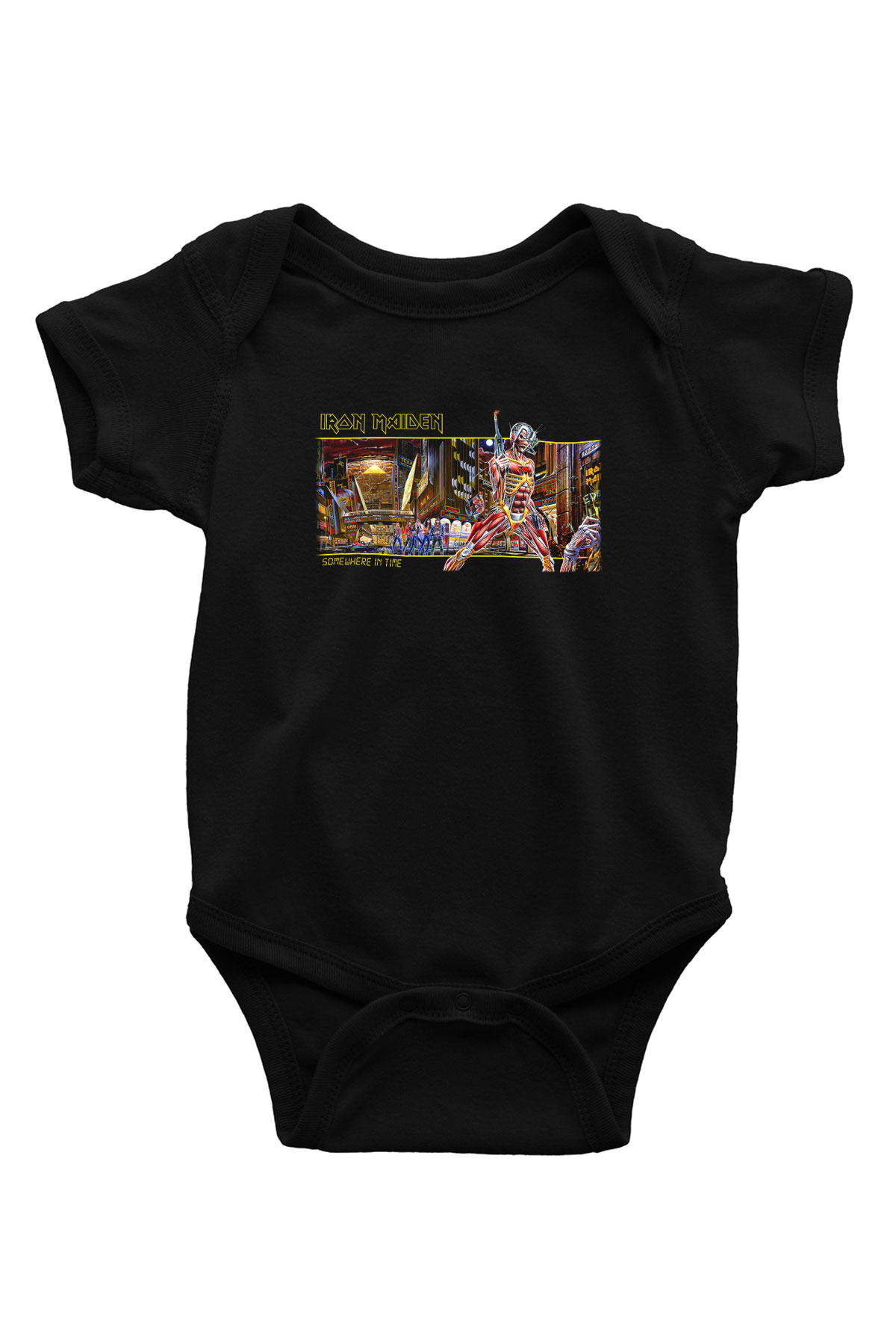 Iron Maiden Baskılı Siyah Bebek Body - Zıbın