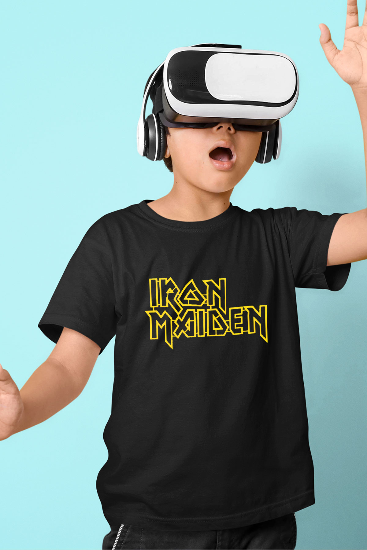Iron Maiden Baskılı Siyah Unisex Çocuk Tişört