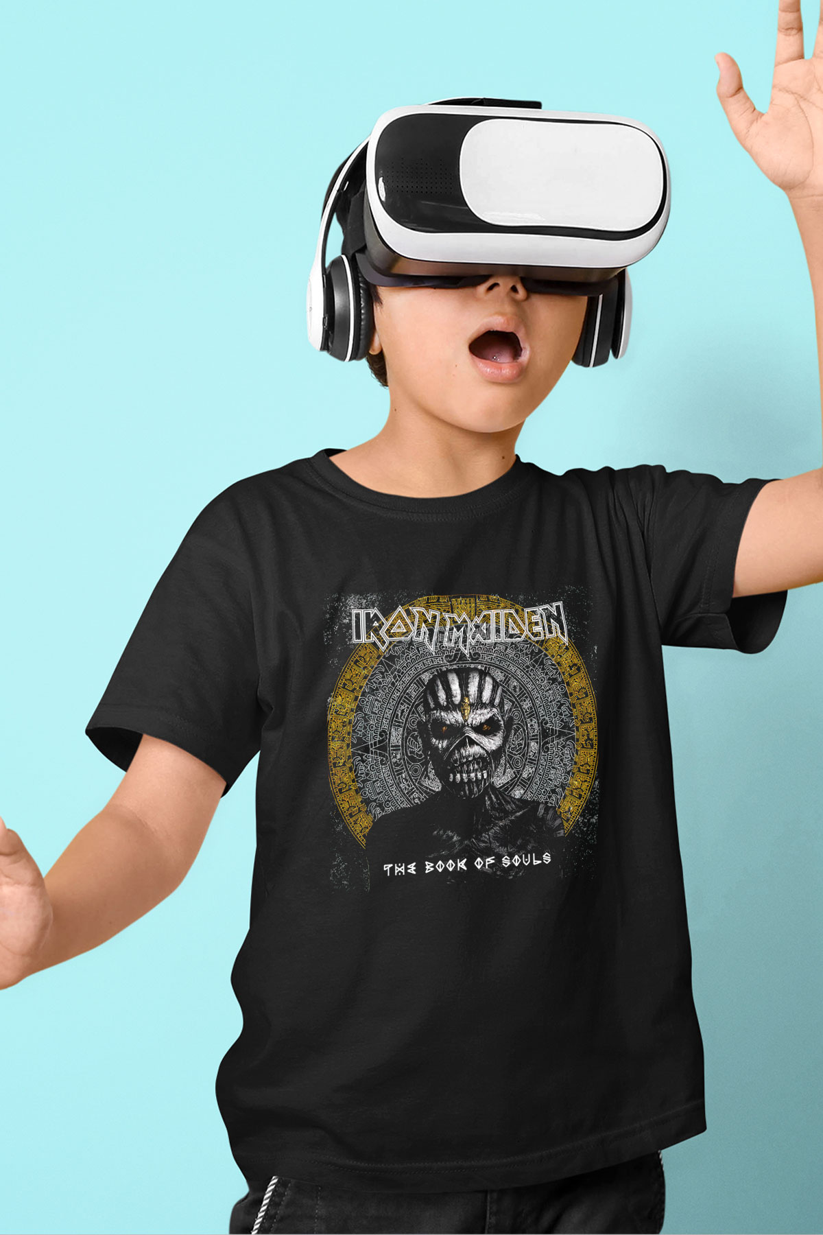 Iron Maiden Baskılı Siyah Unisex Çocuk Tişört