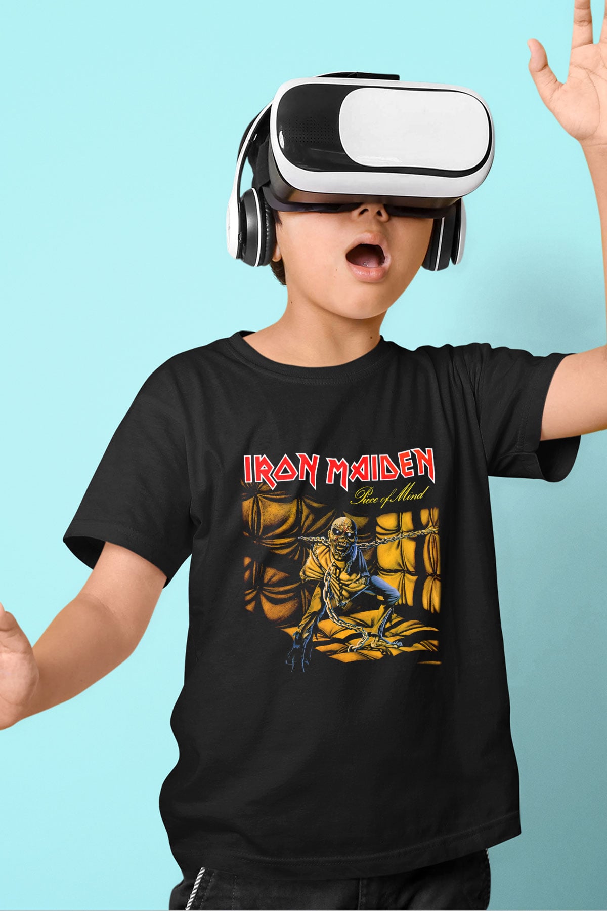 Iron Maiden Baskılı Siyah Unisex Çocuk Tişört