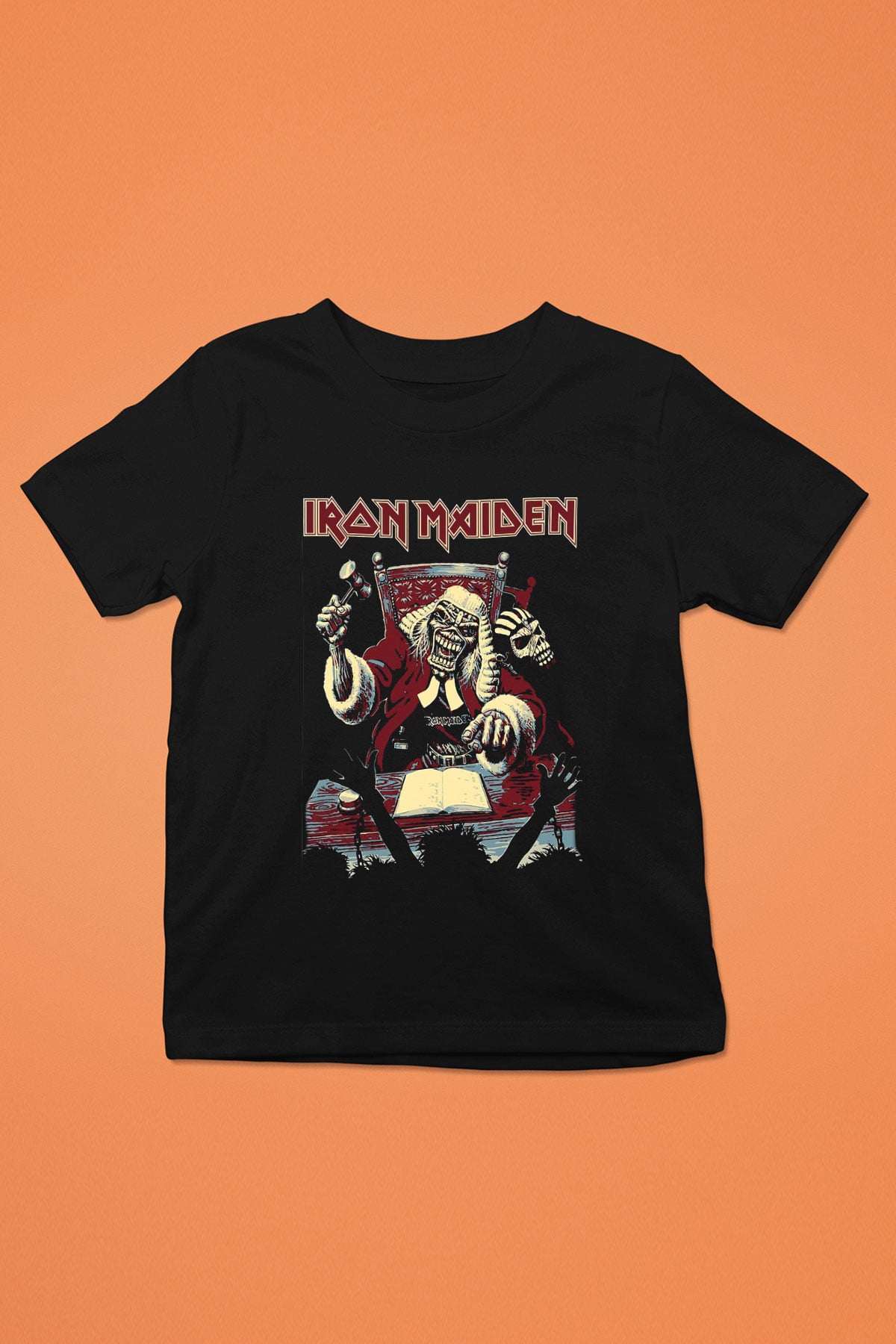 Iron Maiden Baskılı Siyah Unisex Çocuk Tişört