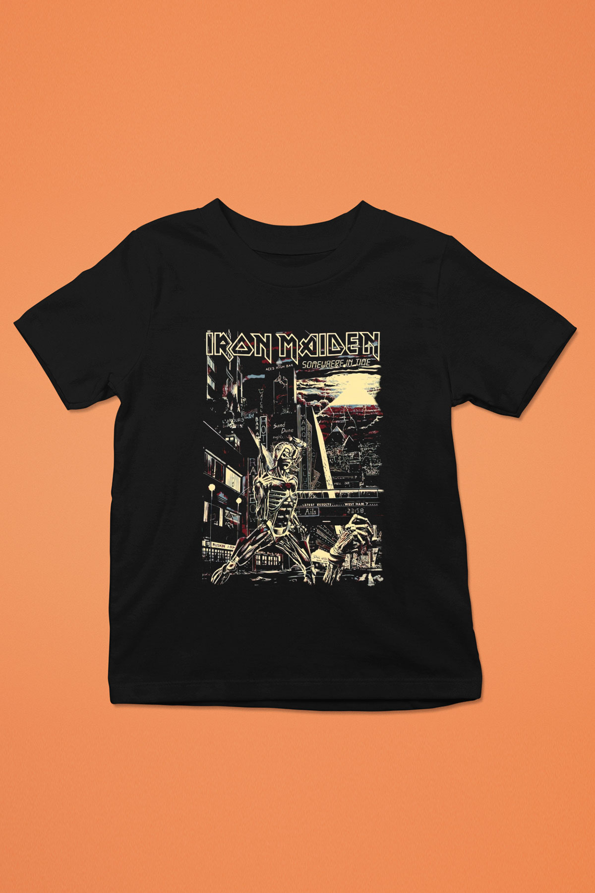 Iron Maiden Baskılı Siyah Unisex Çocuk Tişört