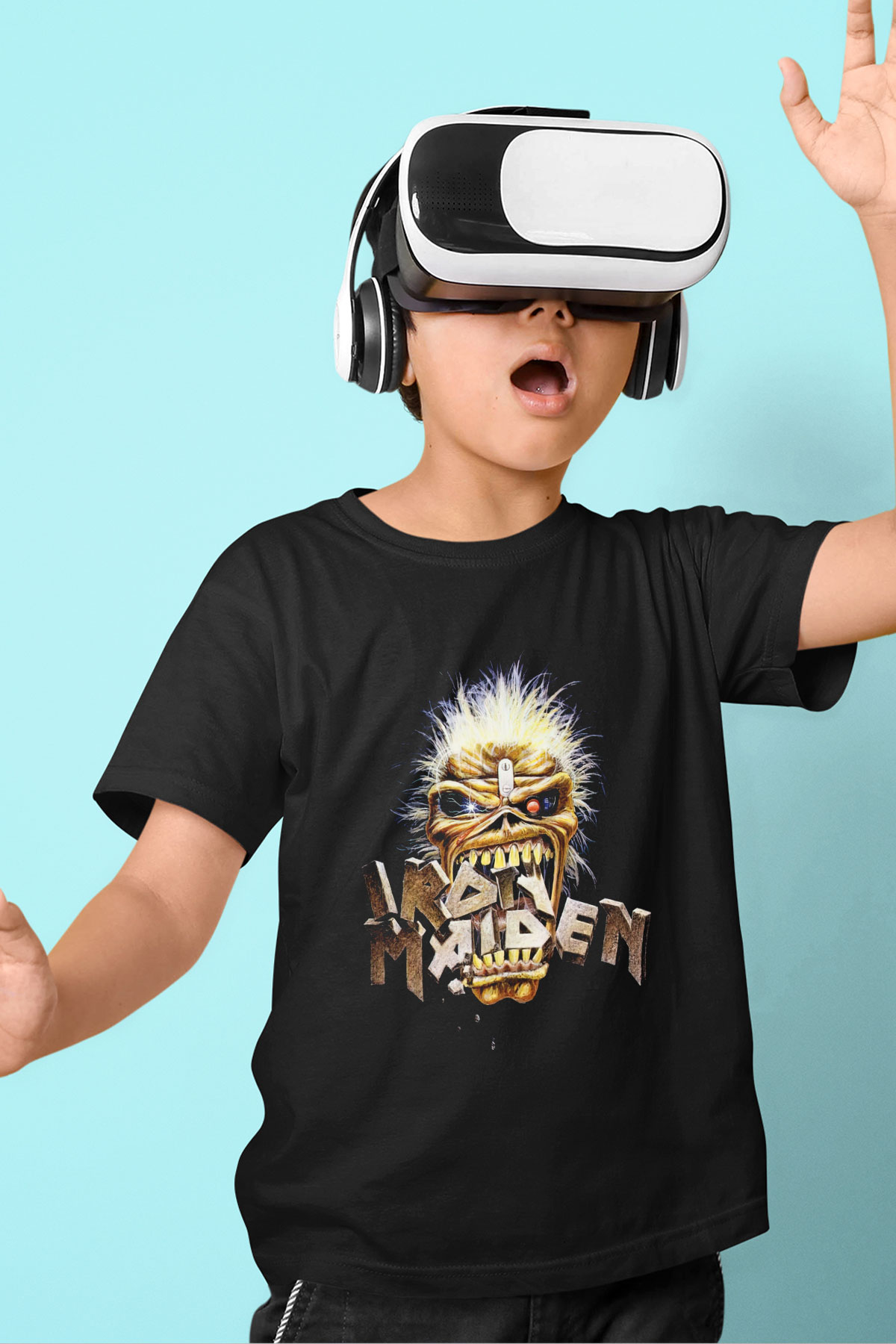 Iron Maiden Baskılı Siyah Unisex Çocuk Tişört
