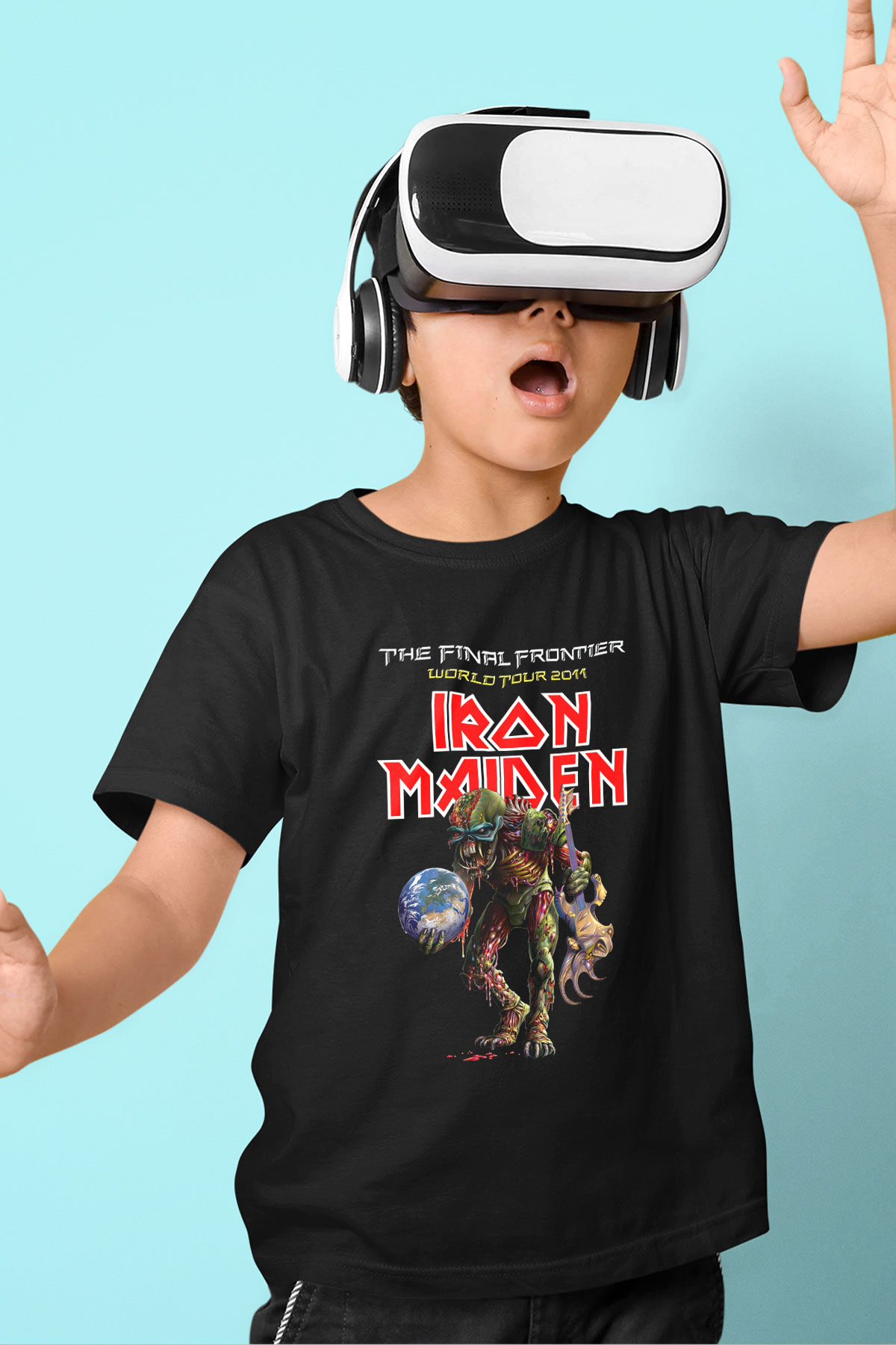 Iron Maiden Baskılı Siyah Unisex Çocuk Tişört