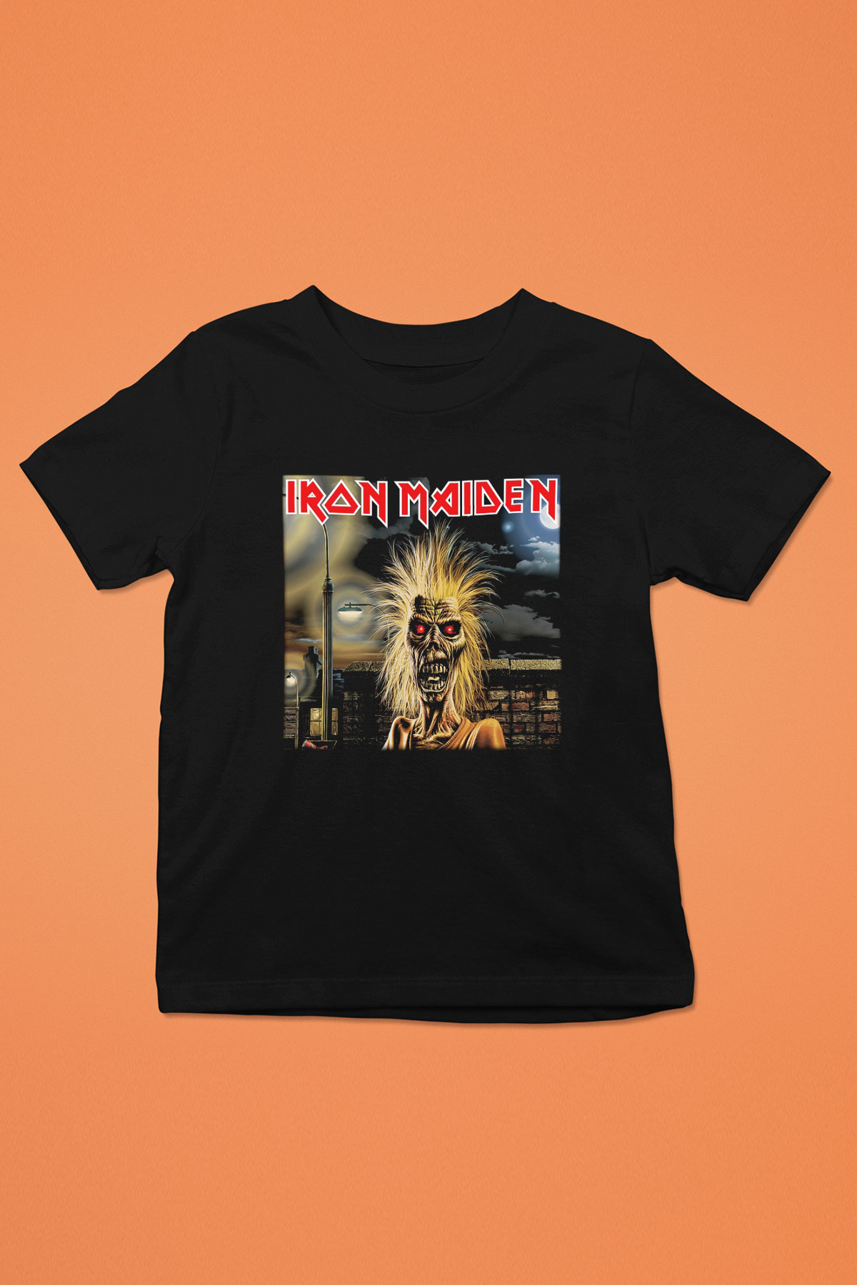Iron Maiden Baskılı Siyah Unisex Çocuk Tişört