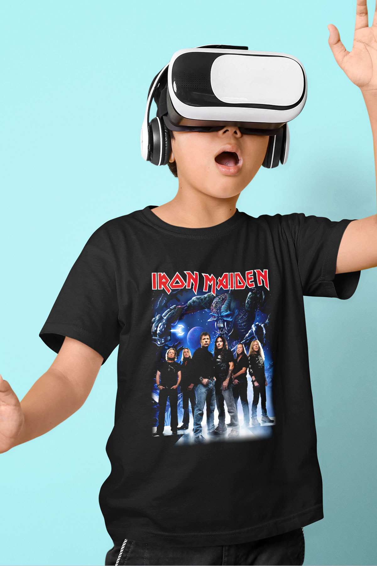 Iron Maiden Baskılı Siyah Unisex Çocuk Tişört