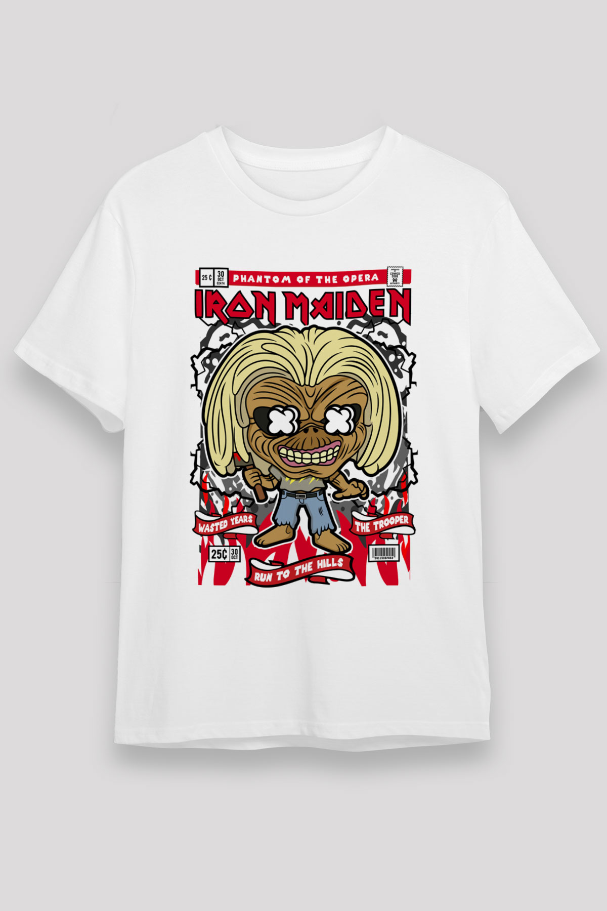 Iron Maiden Baskılı Unisex Beyaz Tişört