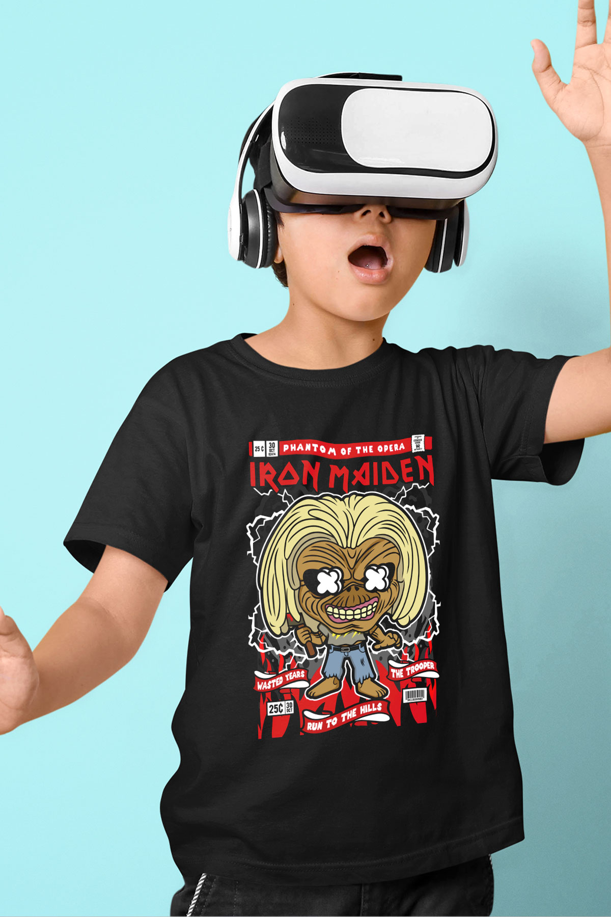 Iron Maiden Baskılı Unisex Siyah Çocuk Tişört