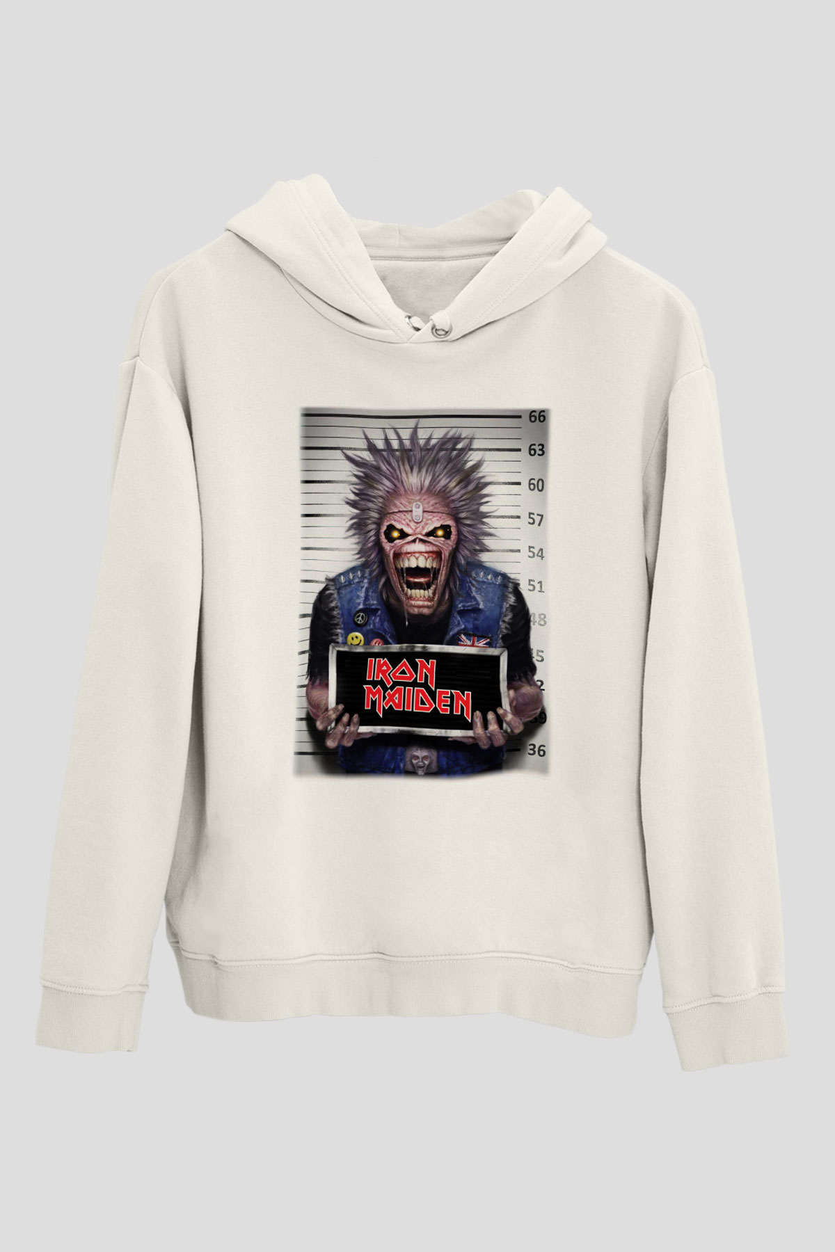 Iron Maiden Beyaz Unisex Kapşonlu Sweatshirt