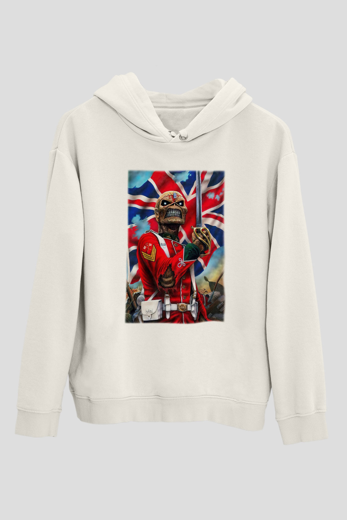 Iron Maiden Beyaz Unisex Kapşonlu Sweatshirt