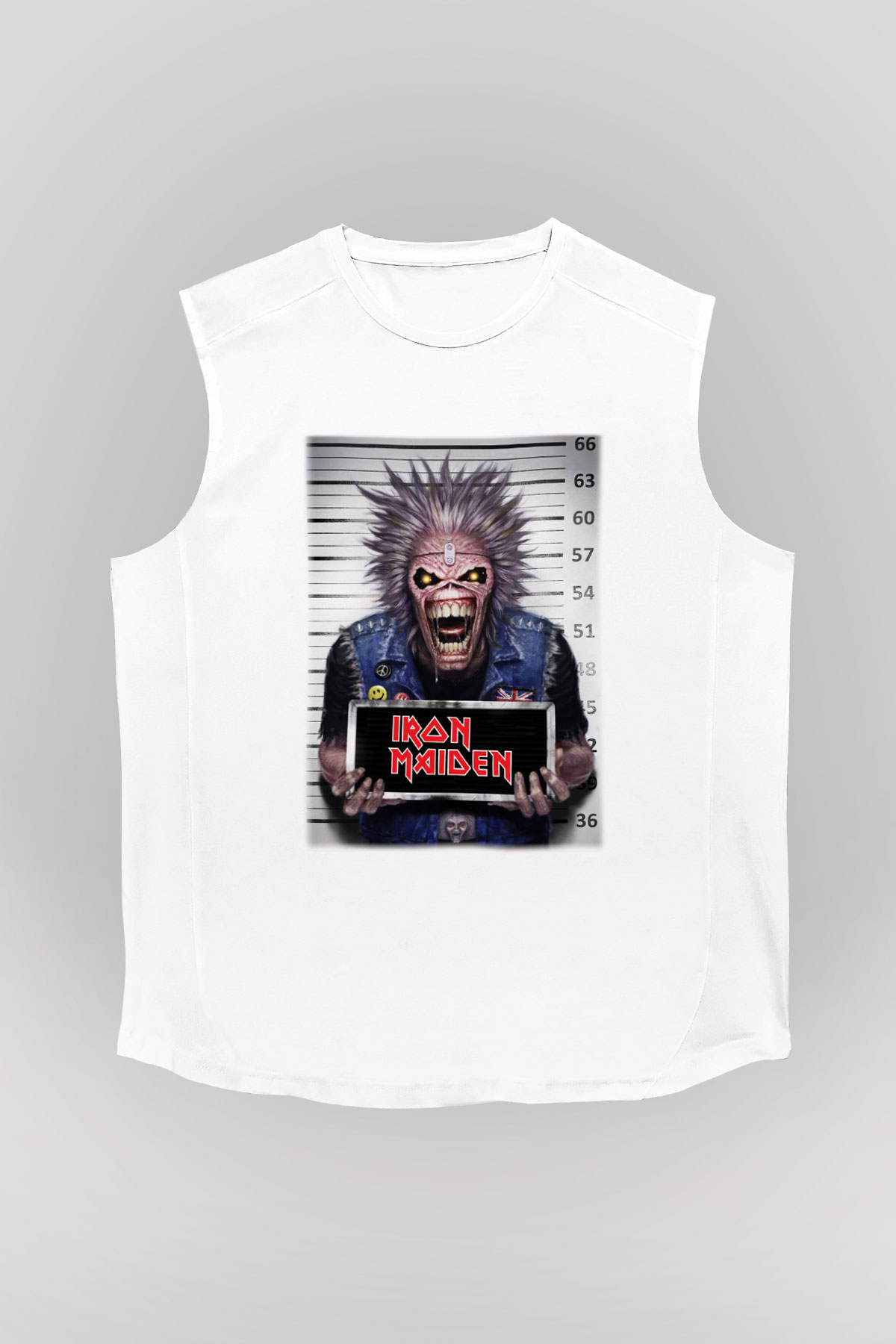 Iron Maiden Beyaz Unisex Kolsuz Tişört