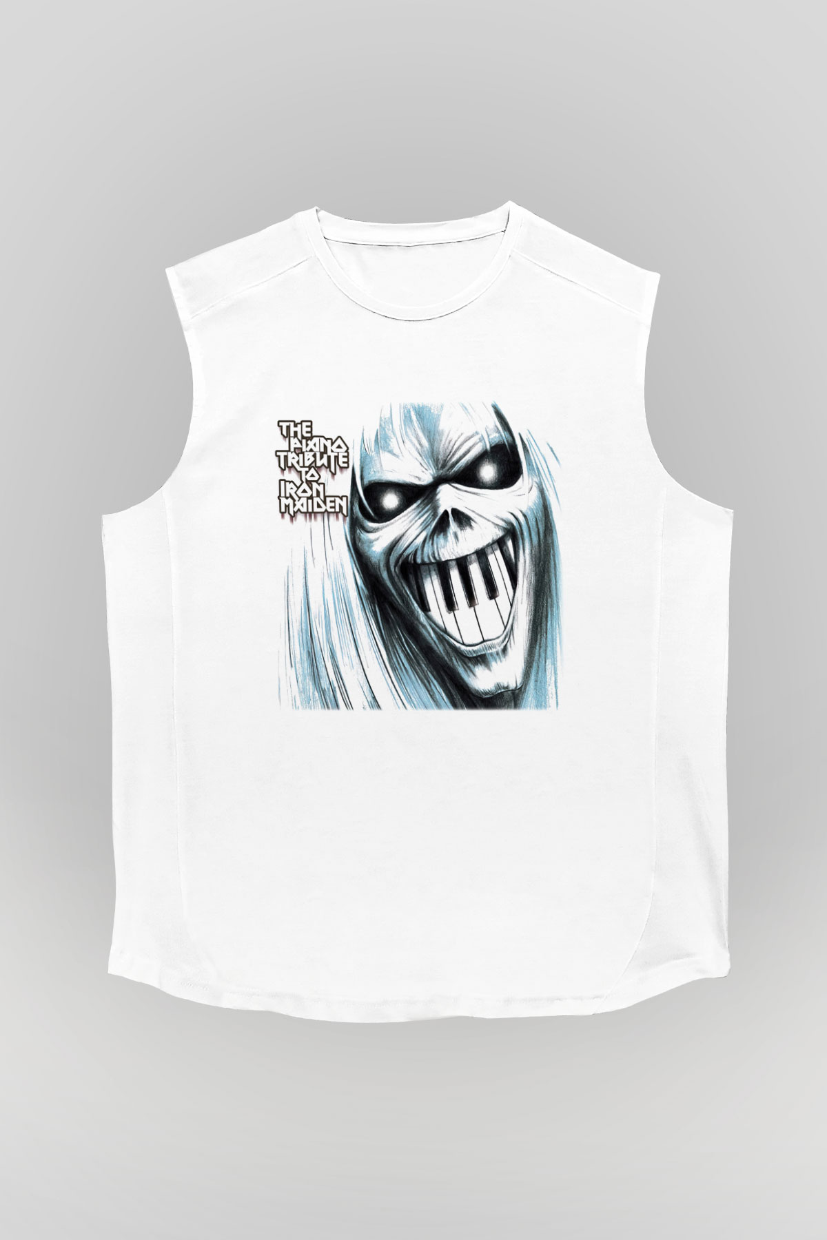 Iron Maiden Beyaz Unisex Kolsuz Tişört
