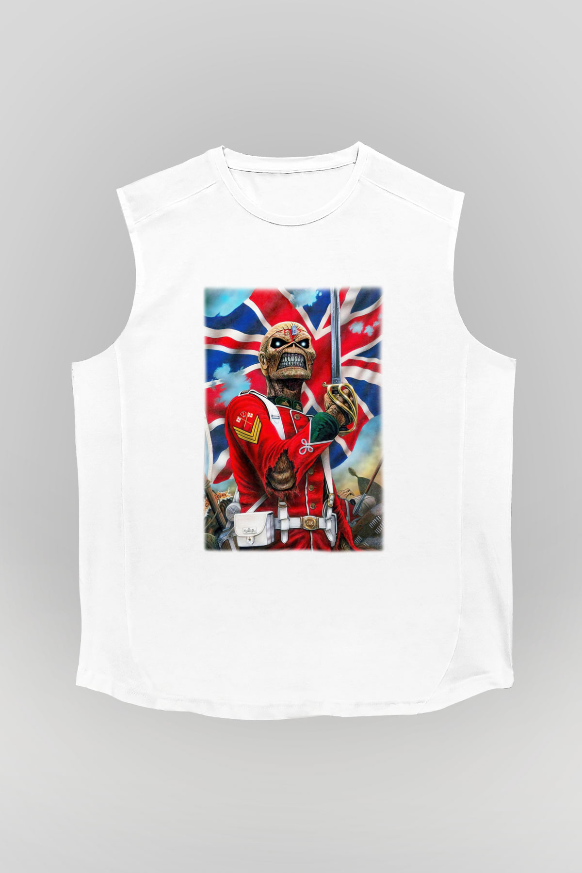 Iron Maiden Beyaz Unisex Kolsuz Tişört