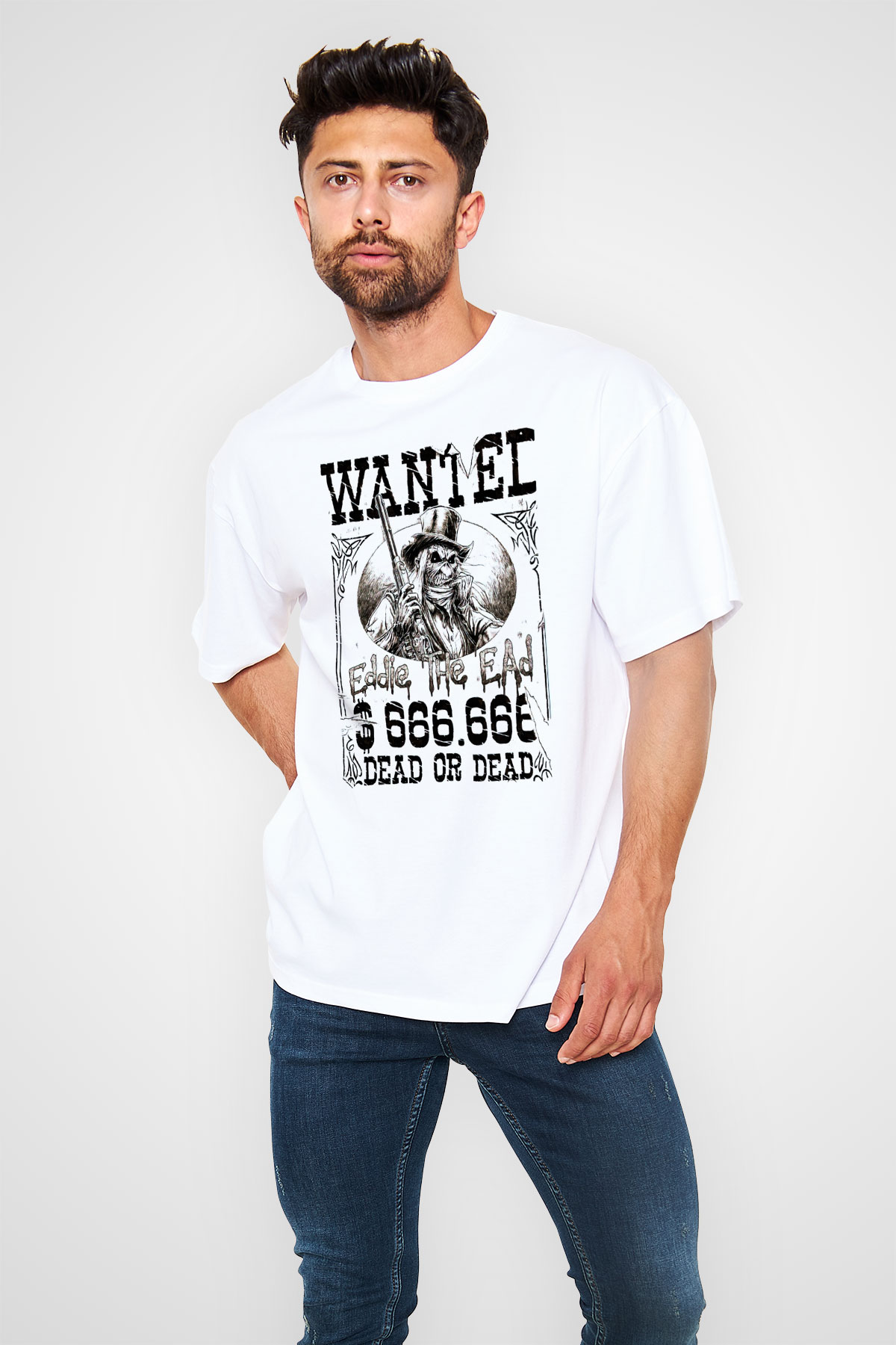 Iron Maiden Beyaz Unisex Oversize Tişört T-Shirt