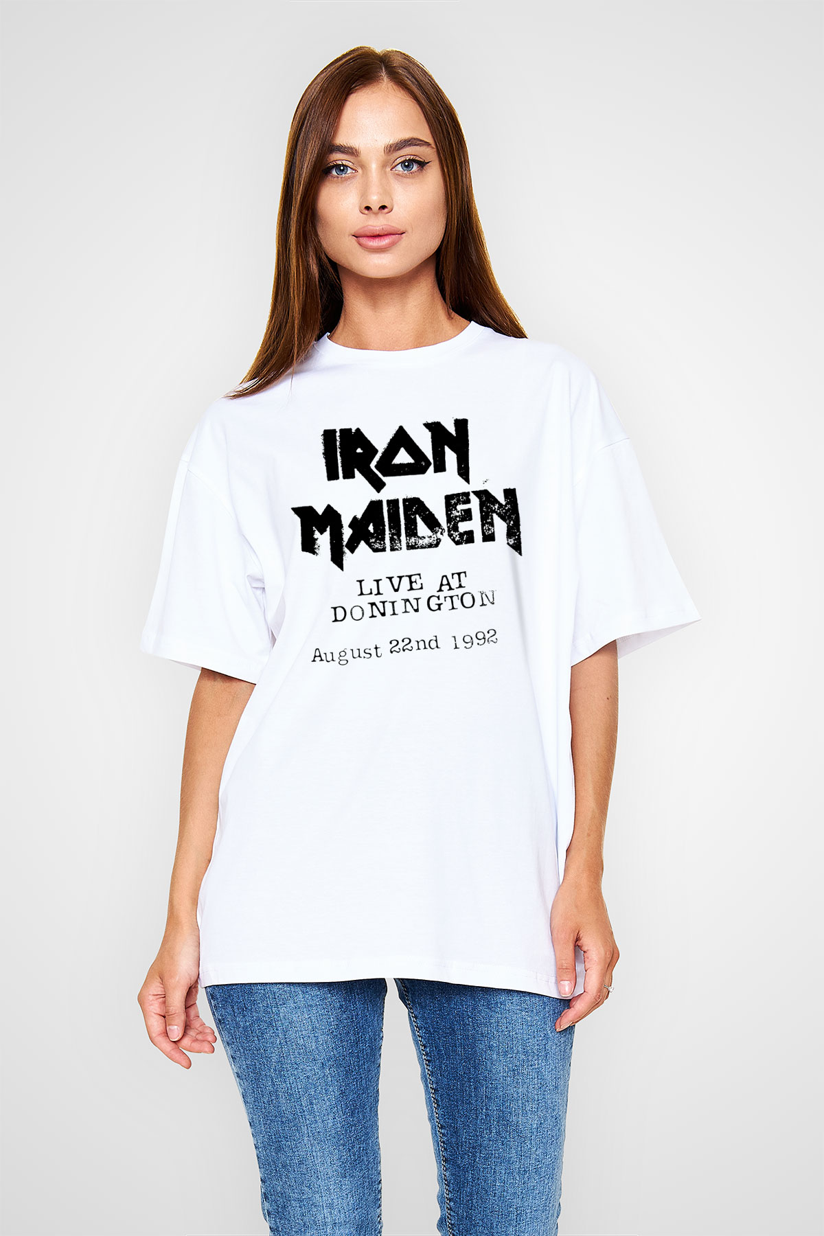 Iron Maiden Beyaz Unisex Oversize Tişört T-Shirt