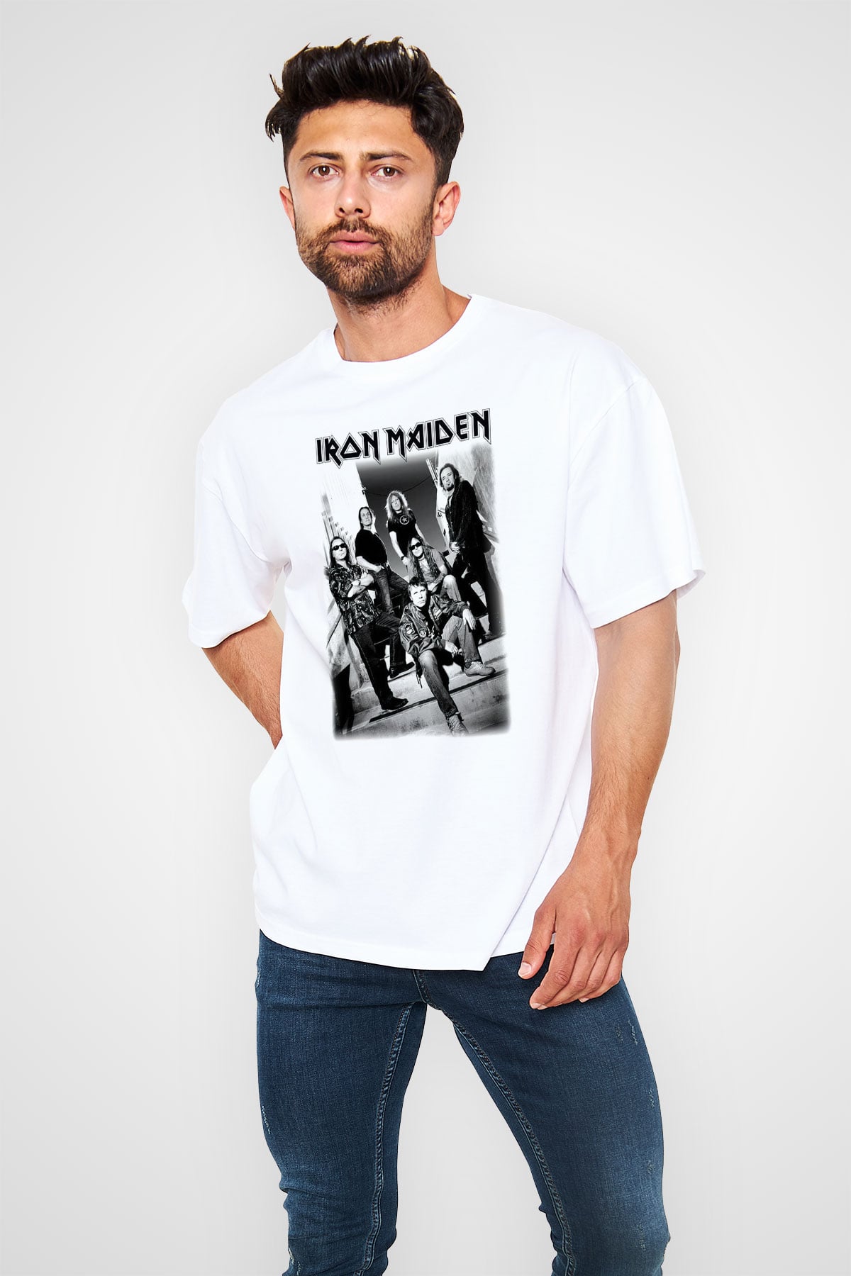 Iron Maiden Beyaz Unisex Oversize Tişört T-Shirt