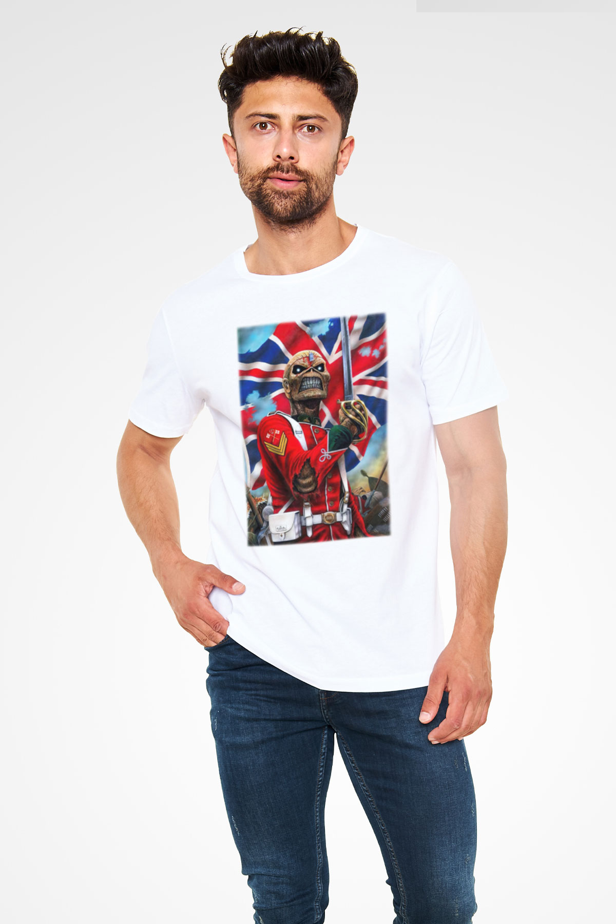 Iron Maiden Beyaz Unisex Tişört T-Shirt - TişörtFabrikası