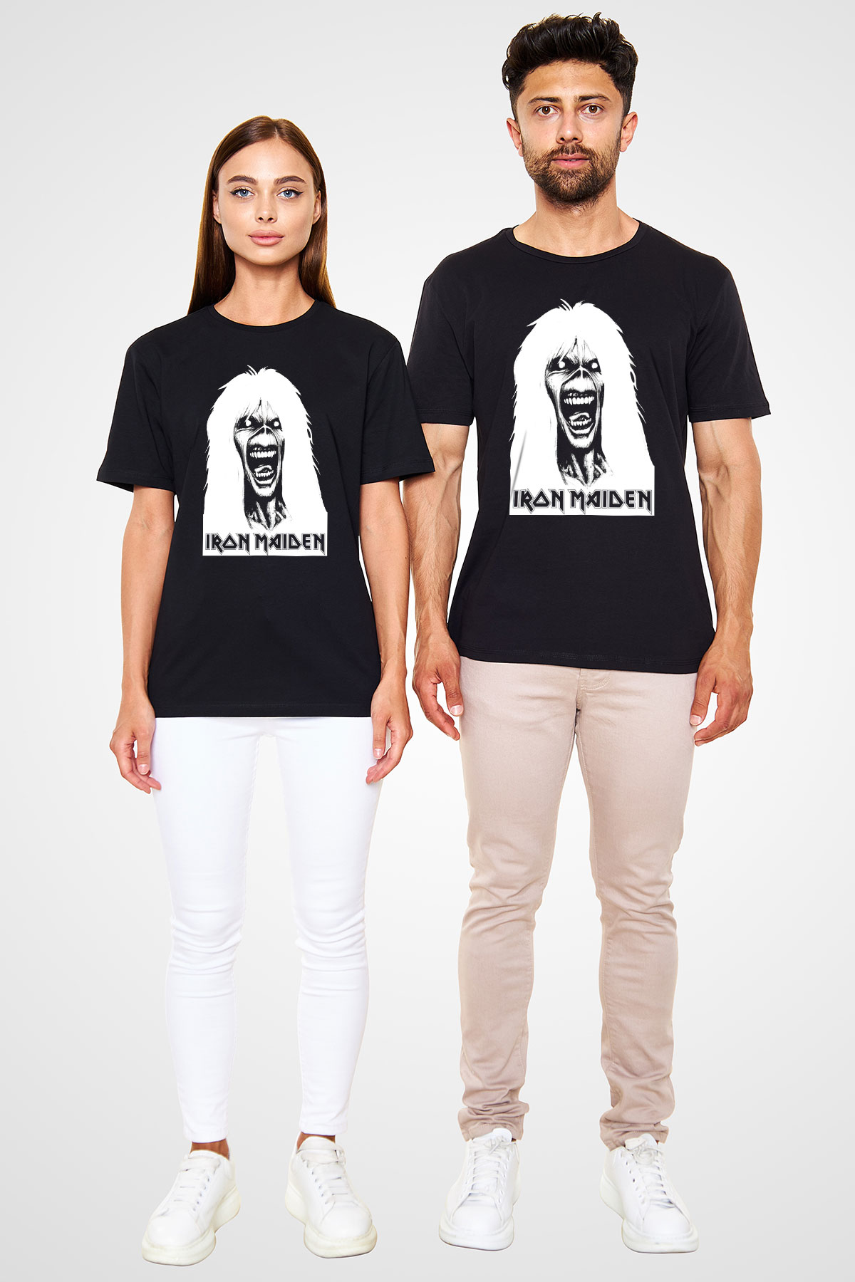 Iron Maiden Beyaz Unisex Tişört T-Shirt - TişörtFabrikası