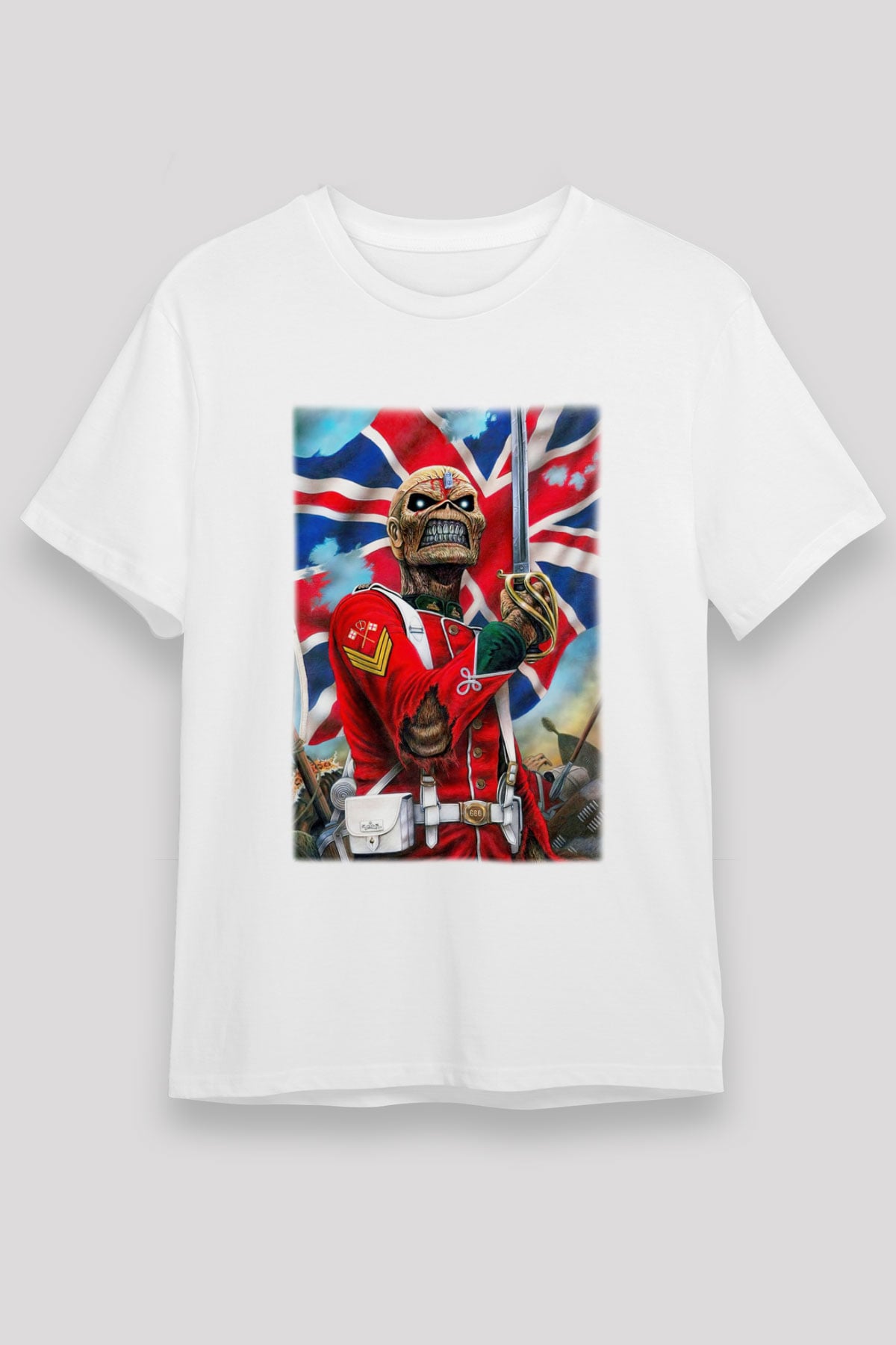 Iron Maiden Beyaz Unisex Tişört T-Shirt - TişörtFabrikası