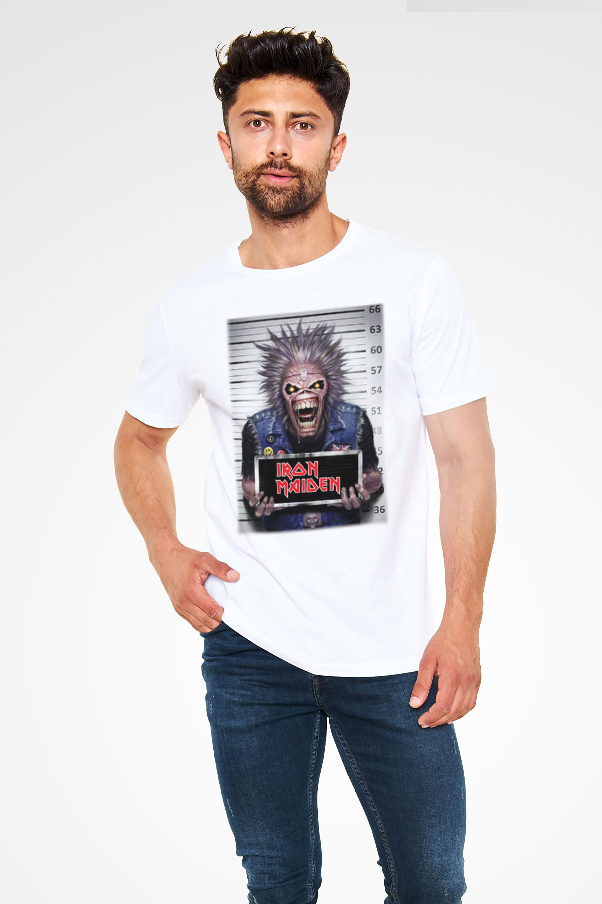 Iron Maiden Beyaz Unisex Tişört T-Shirt - TişörtFabrikası