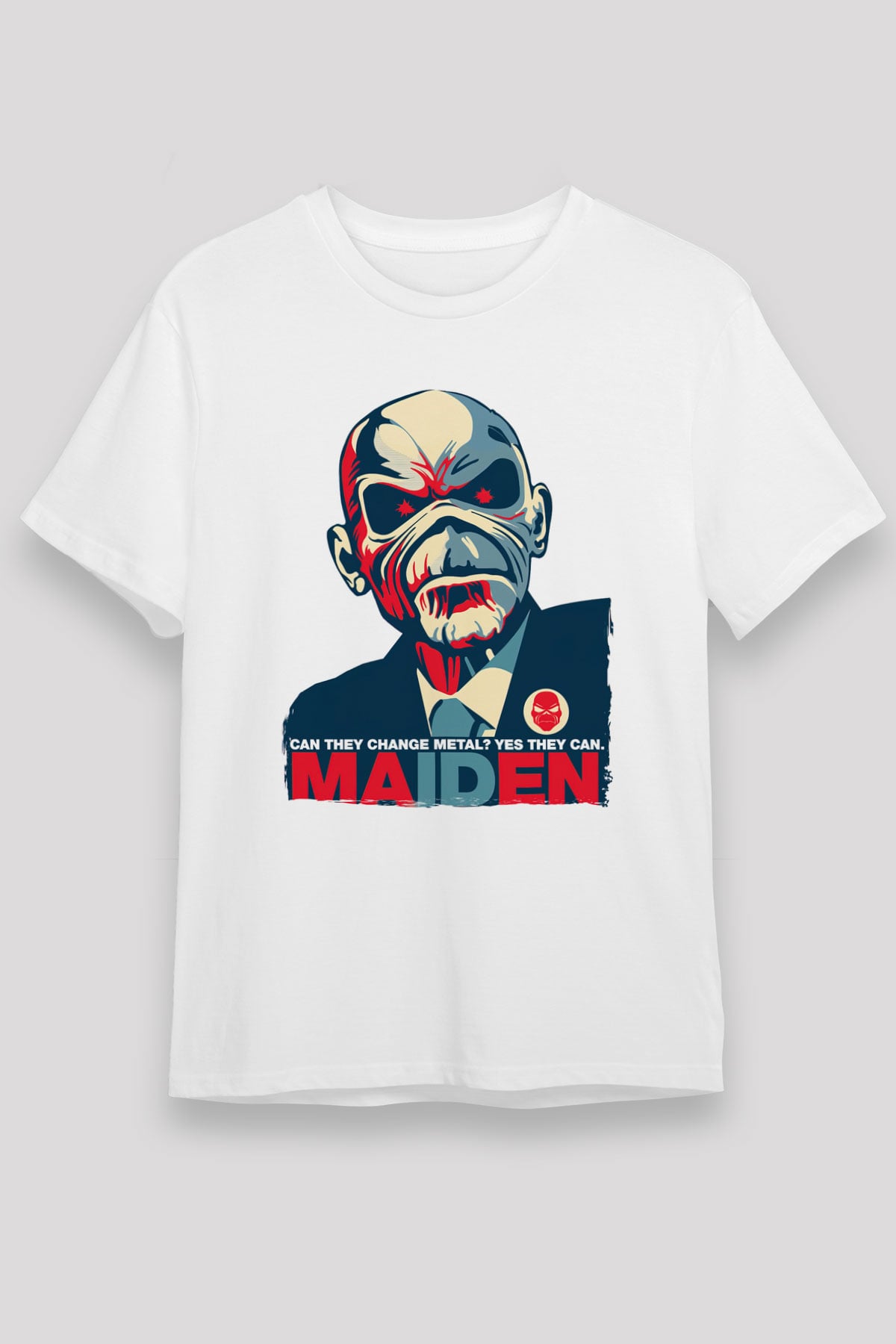 Iron Maiden Beyaz Unisex Tişört T-Shirt - TişörtFabrikası
