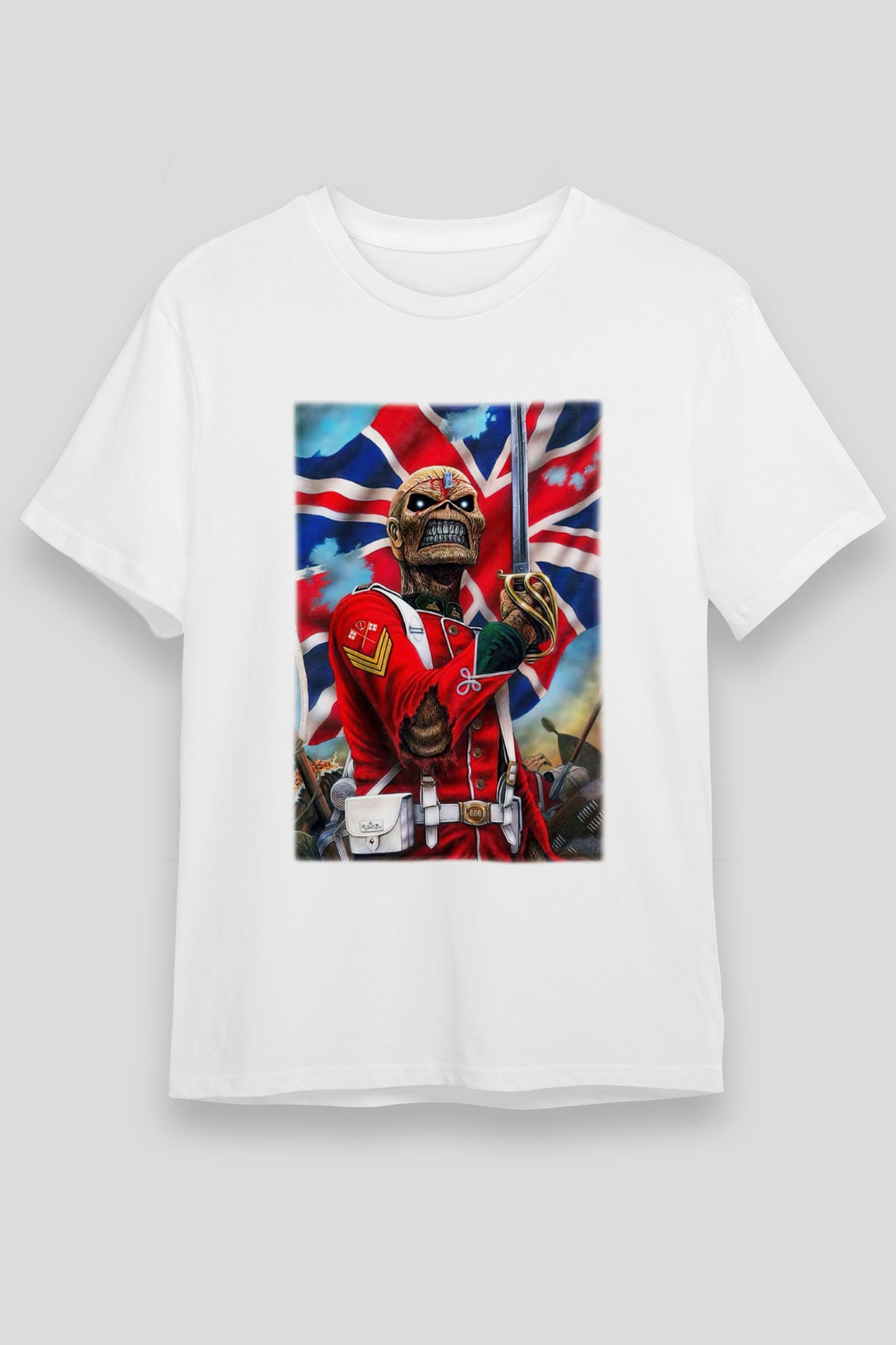 Iron Maiden Beyaz Unisex Tişört T-Shirt - TişörtFabrikası