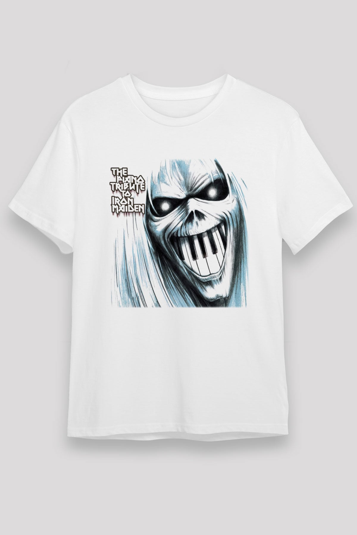 Iron Maiden Beyaz Unisex Tişört T-Shirt - TişörtFabrikası