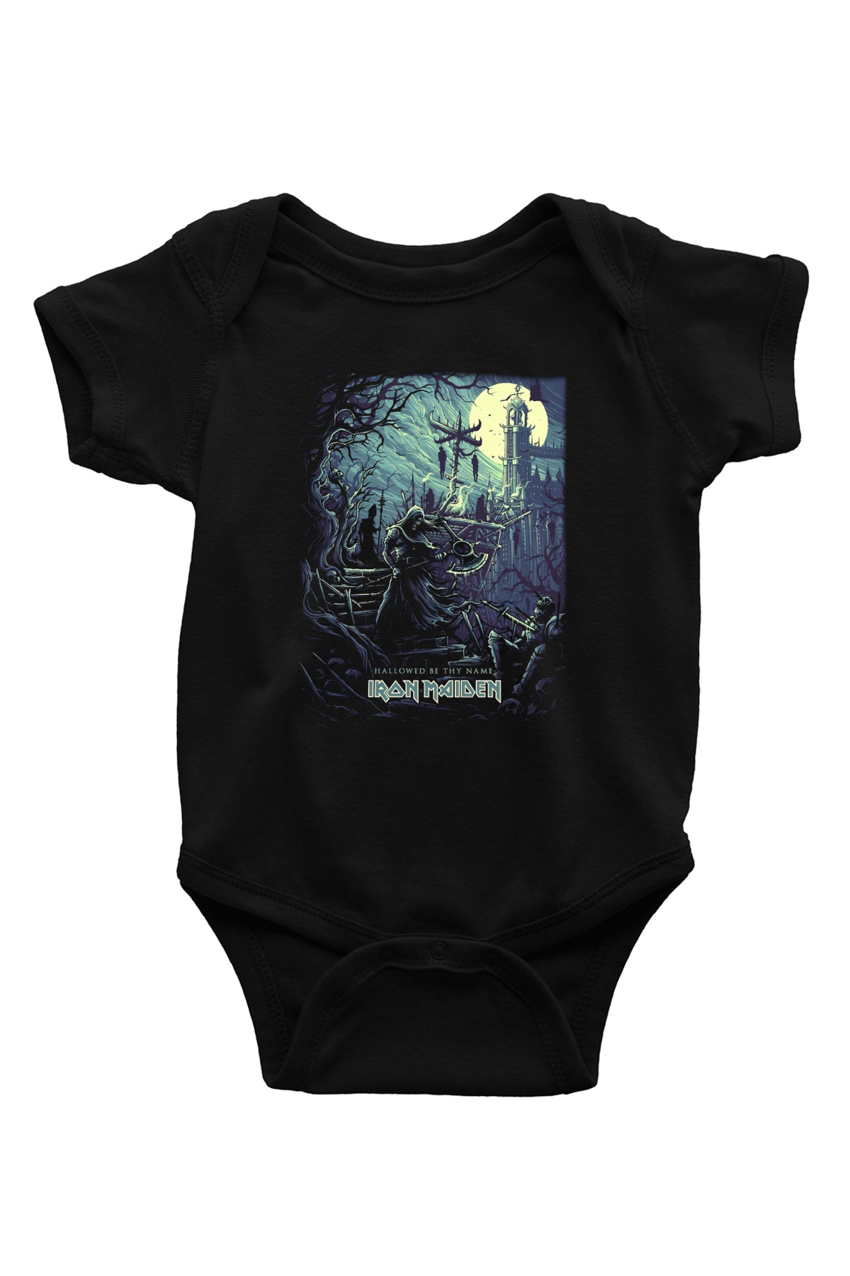 Iron Maiden Hallowed Be Thy Name Baskılı Siyah Bebek Body - Zıbın