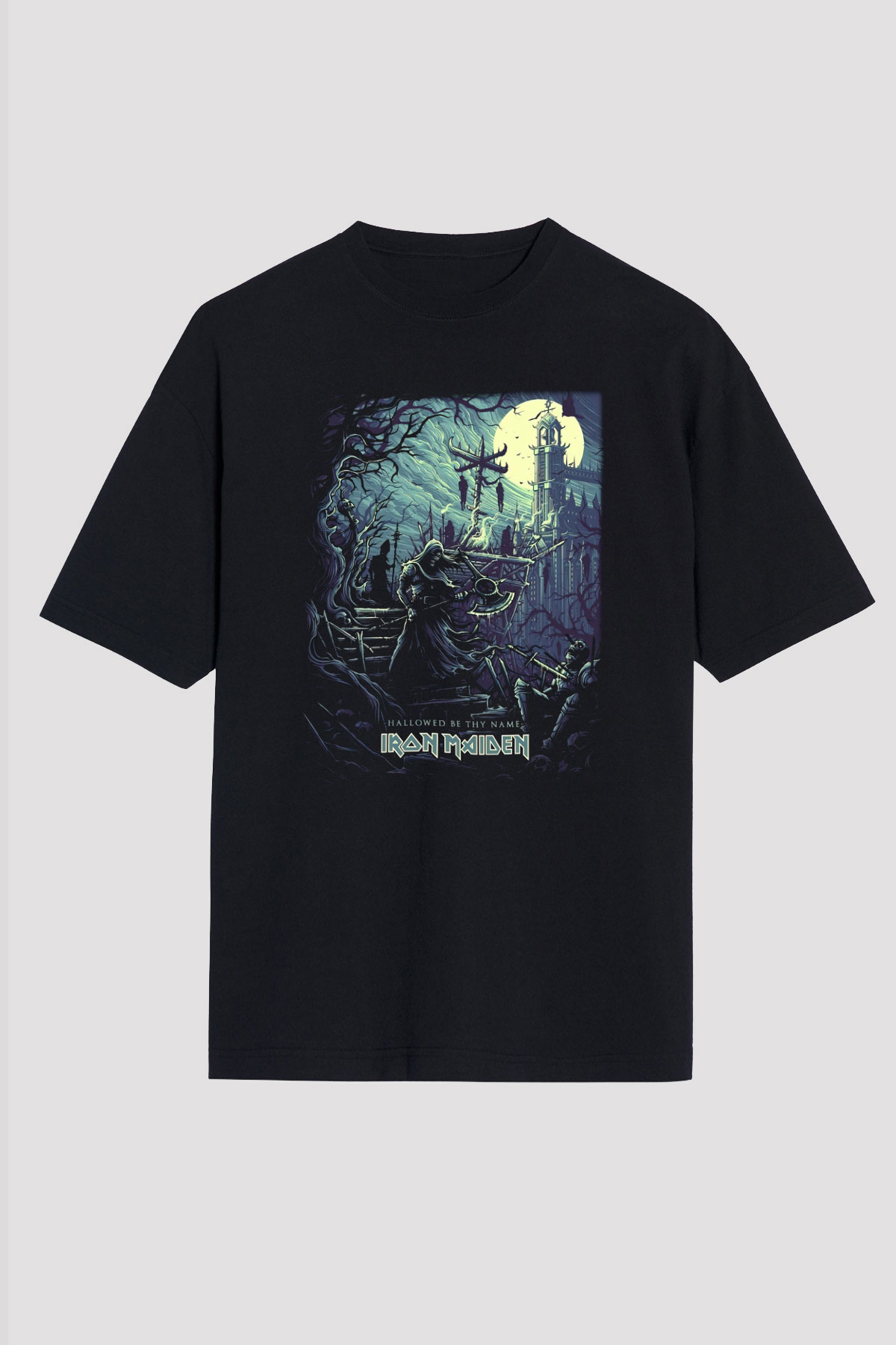 Iron Maiden Hallowed Be Thy Name Siyah Unisex Oversize Tişört T-Shirt