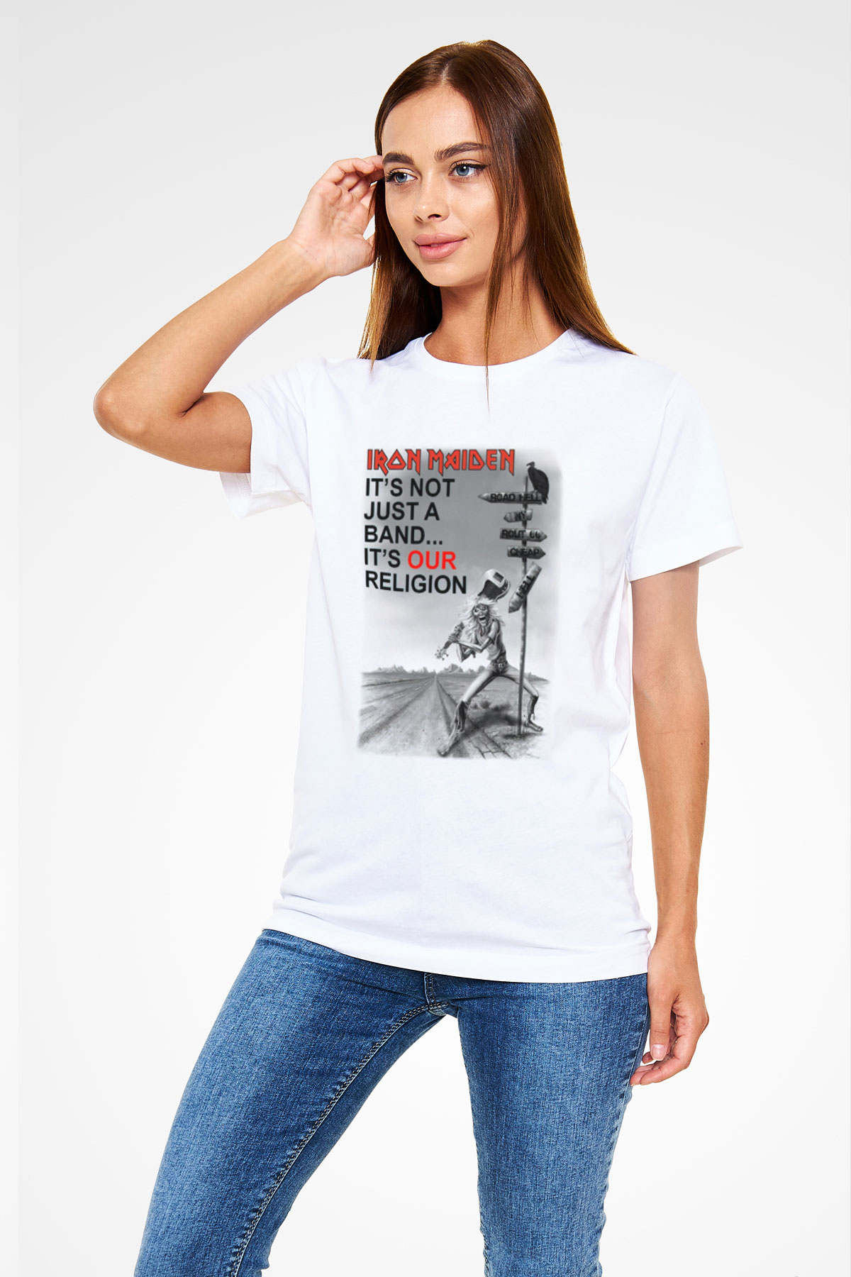 Iron Maiden İts Not Just A Band Its Our Religion Beyaz Unisex Tişört T-Shirt - TişörtFabrikası
