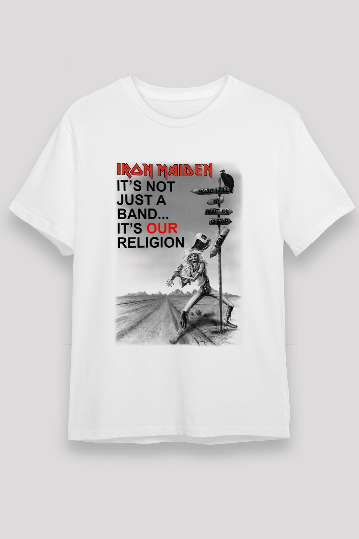 Iron Maiden İts Not Just A Band Its Our Religion Beyaz Unisex Tişört T-Shirt - TişörtFabrikası